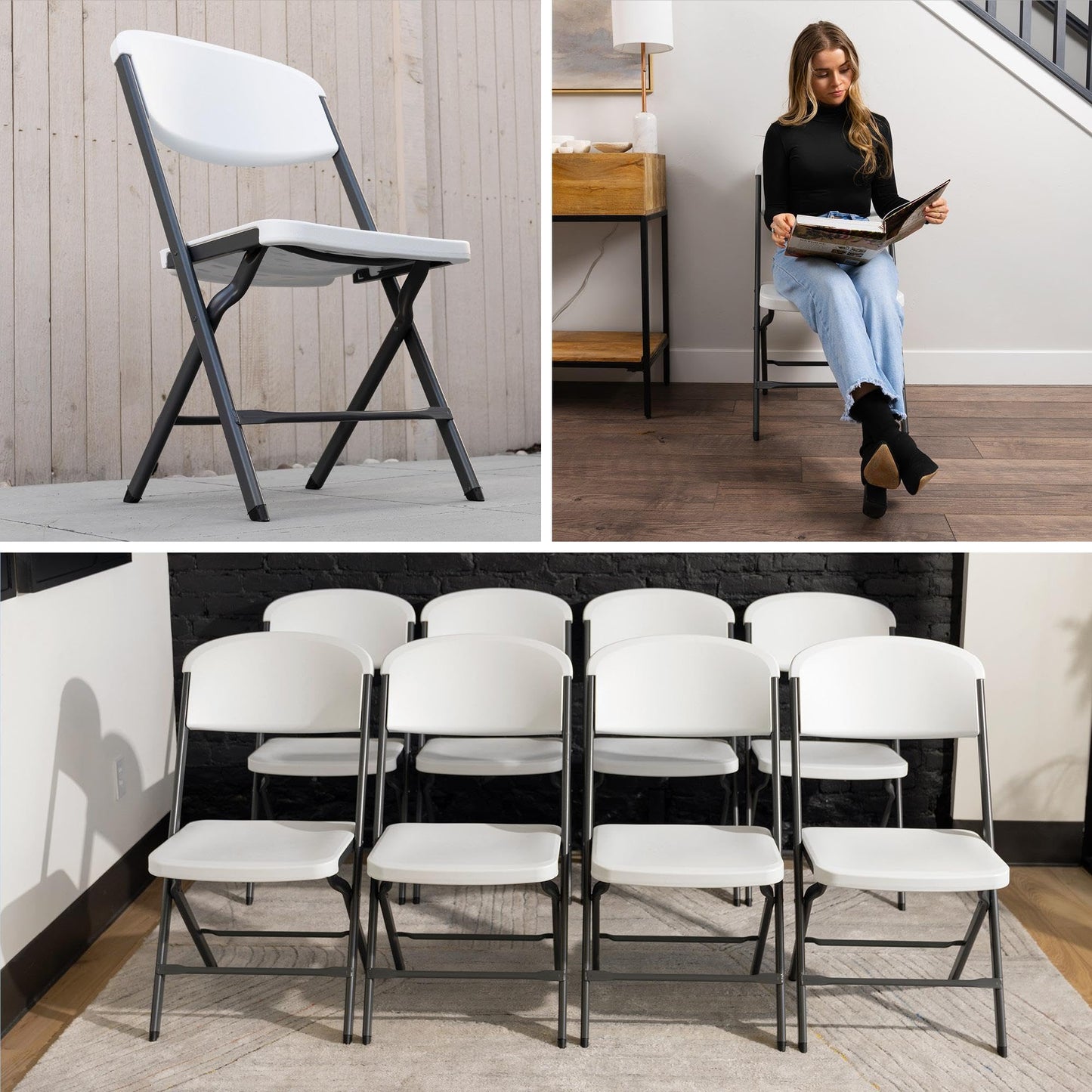 Lifetime Folding Chairs, Heavy Duty Foldable Chair Contoured for Comfort, 4-Pack