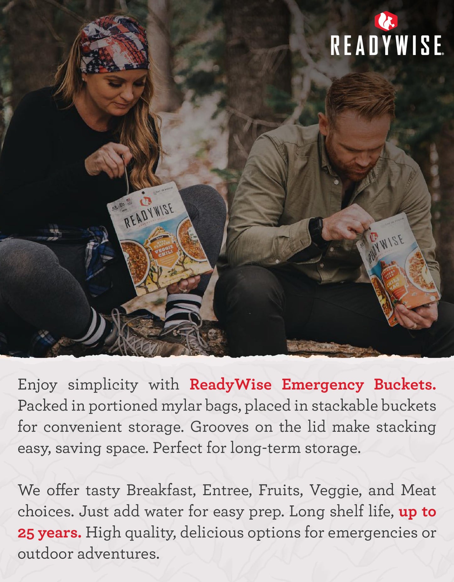 READYWISE- Emergency Food Supply, 360 Servings, 3 Buckets, MRE, Freeze Dried Food, Survival, Hiking, Adventure, Camping Essentials, 25-Year Shelf Life