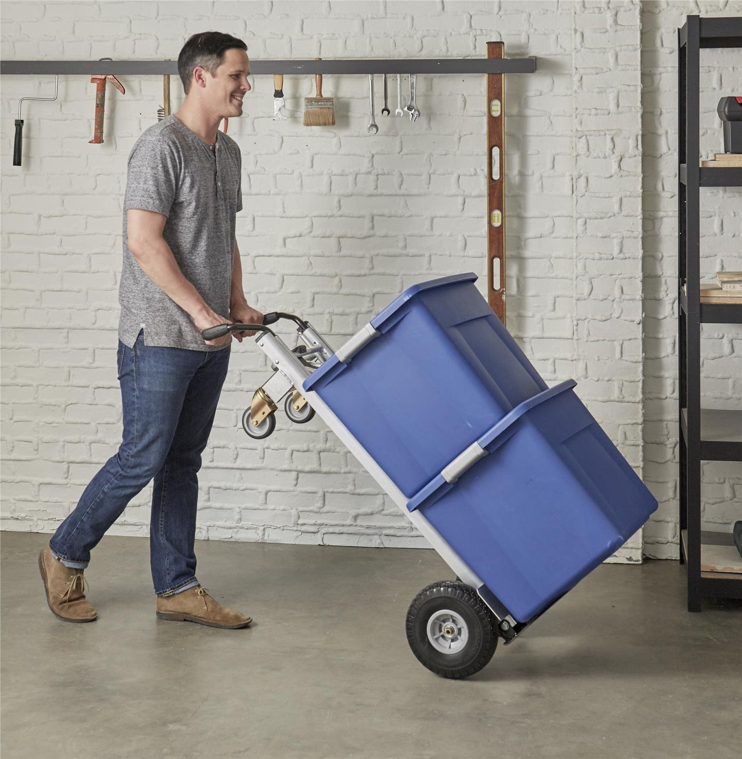 Cosco 12243ASB1E 3-in-1 Folding Series Hand Truck Platform Cart with Flat-Free Wheels, 800 lb/1000 lb Capacity, Black