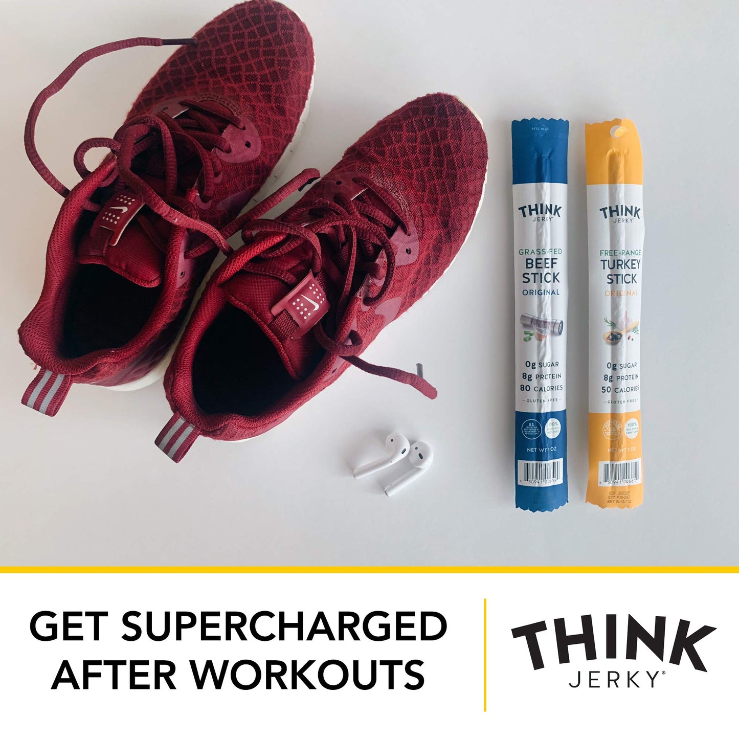 Think Jerky, Original Grass-Fed Beef Sticks (1.0 Ounce Sticks, Pack of 10 Sticks) - Sugar Free, Gluten Free, Non GMO, No Nitrates, Keto Friendly, Paleo, High Protein, Low Carb