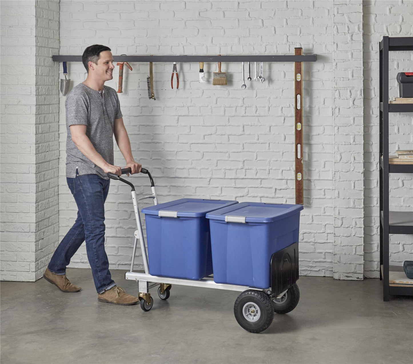 Cosco 12243ASB1E 3-in-1 Folding Series Hand Truck Platform Cart with Flat-Free Wheels, 800 lb/1000 lb Capacity, Black