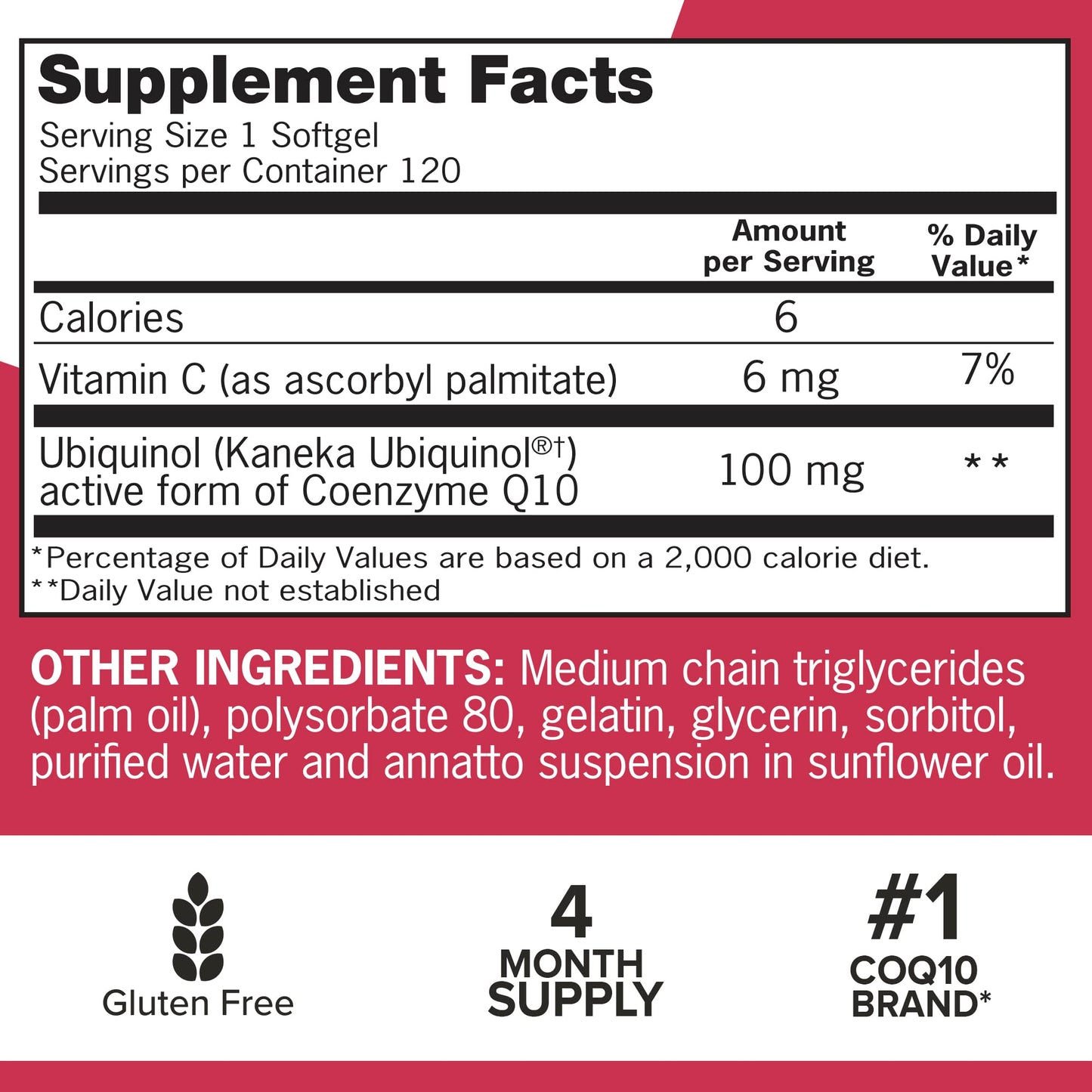 Qunol Mega CoQ10 Softgels, 100 Mg, 120 Count