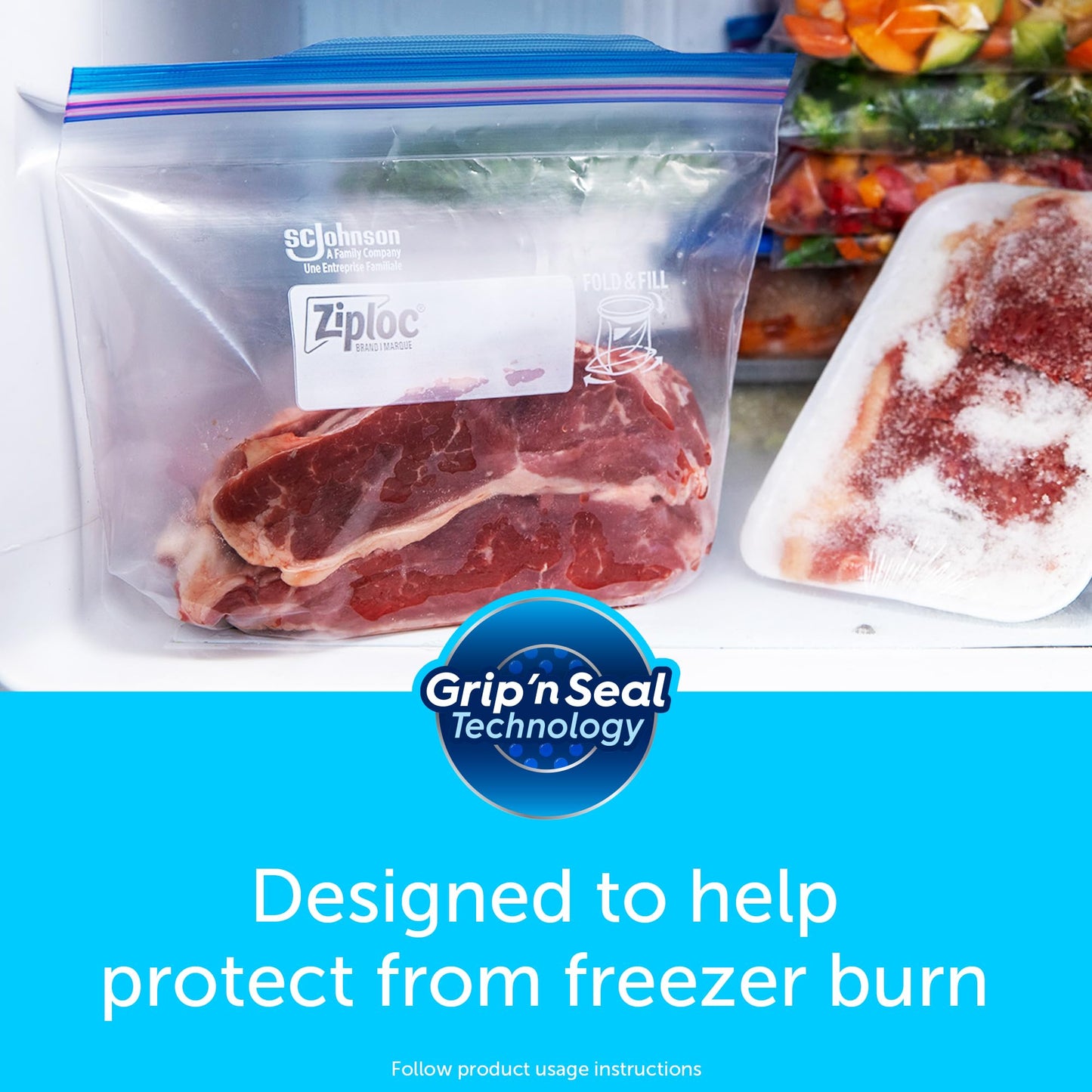 Ziploc Gallon Food Storage Freezer Bags, Stay Open Design with Stand-Up Bottom, Easy to Fill, 60 Count (Pack of 2)