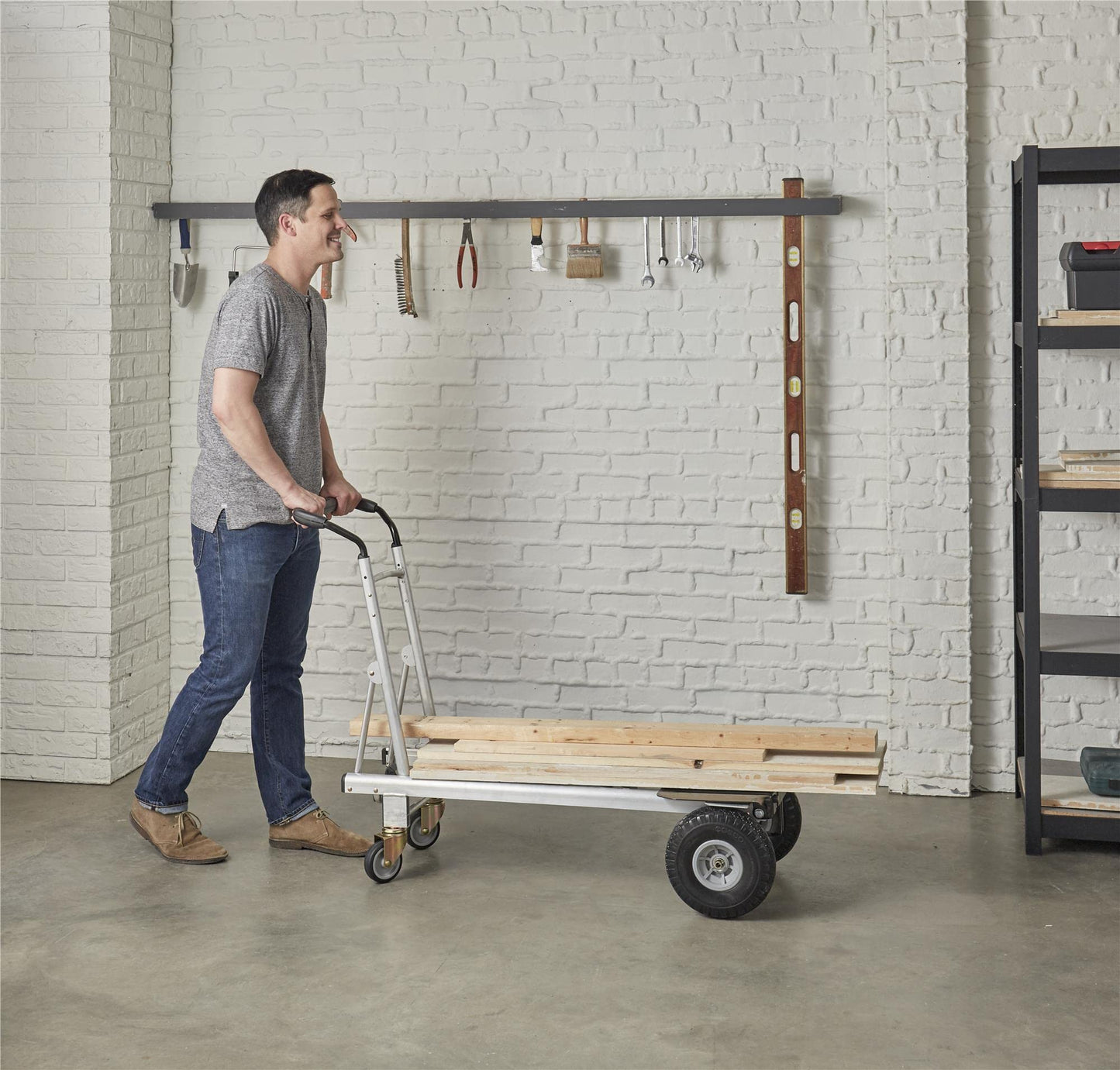 Cosco 12243ASB1E 3-in-1 Folding Series Hand Truck Platform Cart with Flat-Free Wheels, 800 lb/1000 lb Capacity, Black