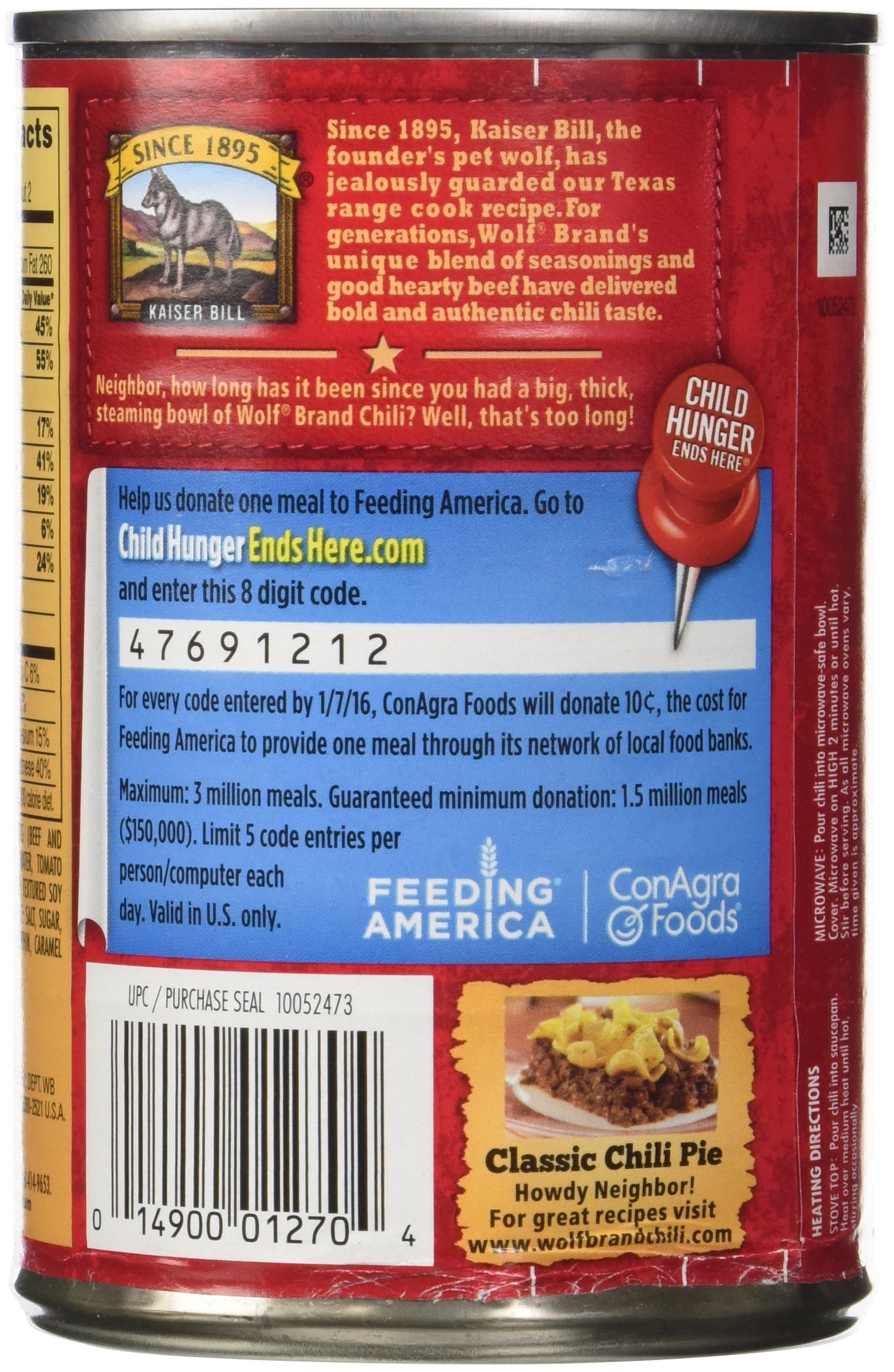 Wolf Brand No Beans Chili - 6/15 oz. Cans