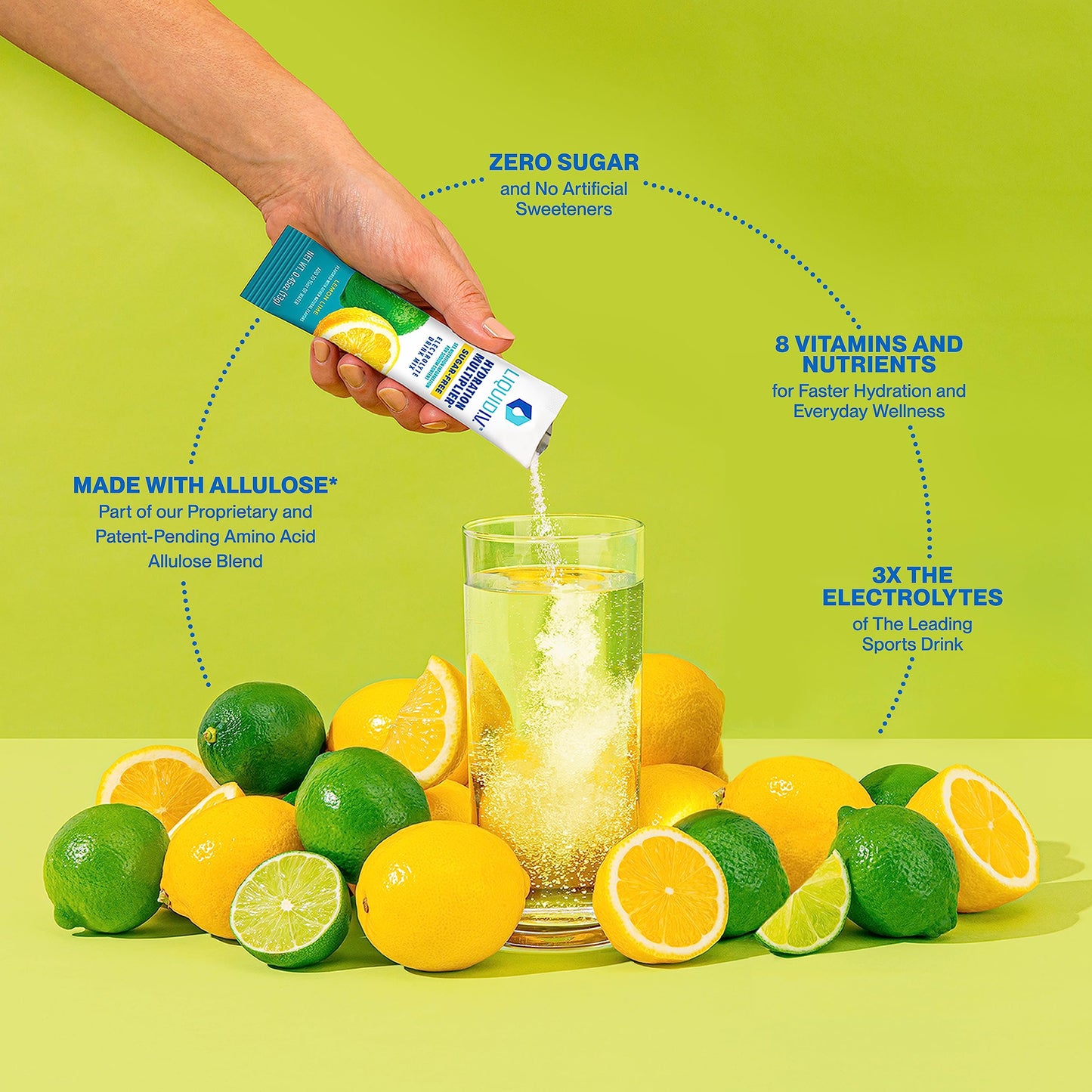 Liquid I.V. Sugar-Free Hydration Multiplier - Lemon Lime � Sugar-Free Hydration Powder Packets� | Electrolyte Drink Mix | Easy Open Single-Serving Stick | Non-GMO | 14 Sticks