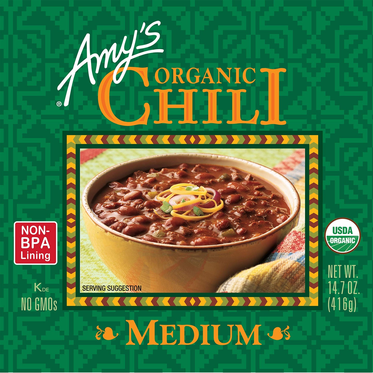 Amy's Chili, Medium Spice, Gluten Free & Organic Vegetarian Chili, 14.7 Oz (12 Pack)