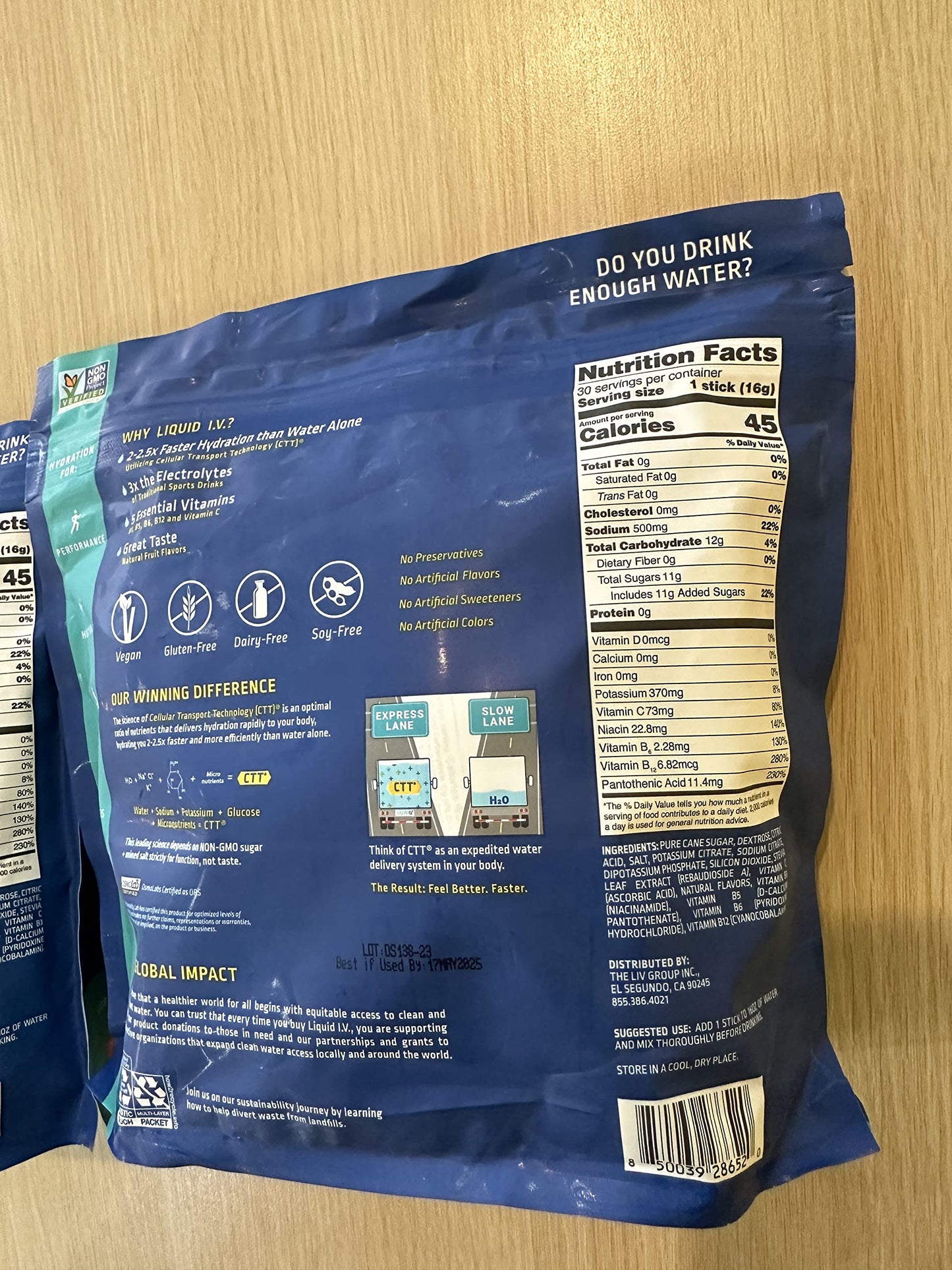 Liquid I.V. Hydration Multiplier, Tropical Punch Flavor 2 bags(2X30 packs)