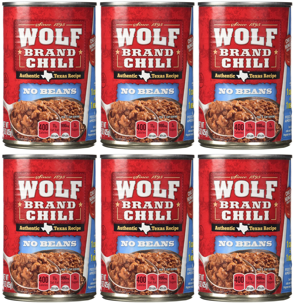 Wolf Brand No Beans Chili - 6/15 oz. Cans