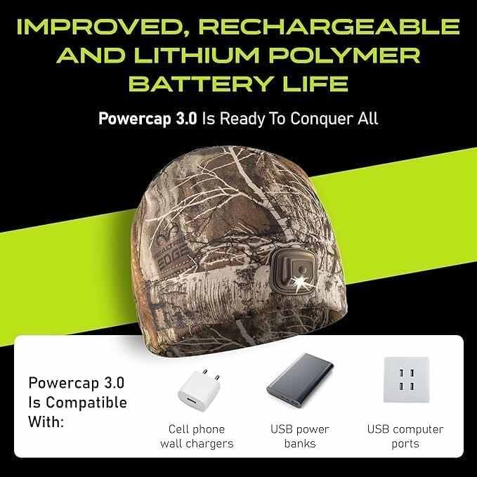 Panther Vision LED Hat Light 2 Pack - POWERCAP 3.0 USB Rechargeable LED Knitted Beanie - IPX4 Water Resistance - 150 Lumens (US, Alpha, One Size, Black/Black)
