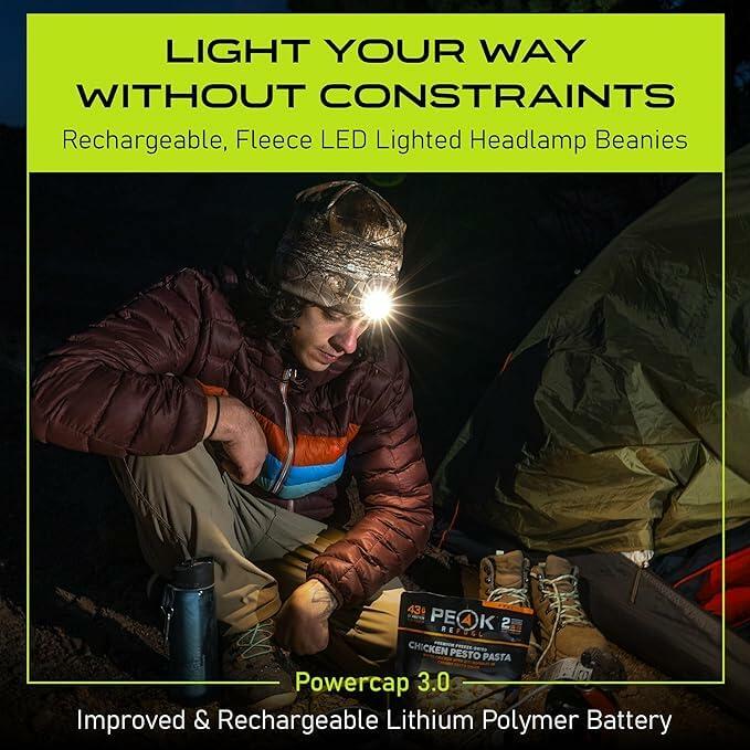 2-Pack LED Hat Light - POWERCAP 3.0 USB Rechargeable LED Beanie Light Hat - Light Up Hat with Ultra Bright LEDs and IPX4 Water Resistance for Running, Biking and Camping - Blaze Orange and Black