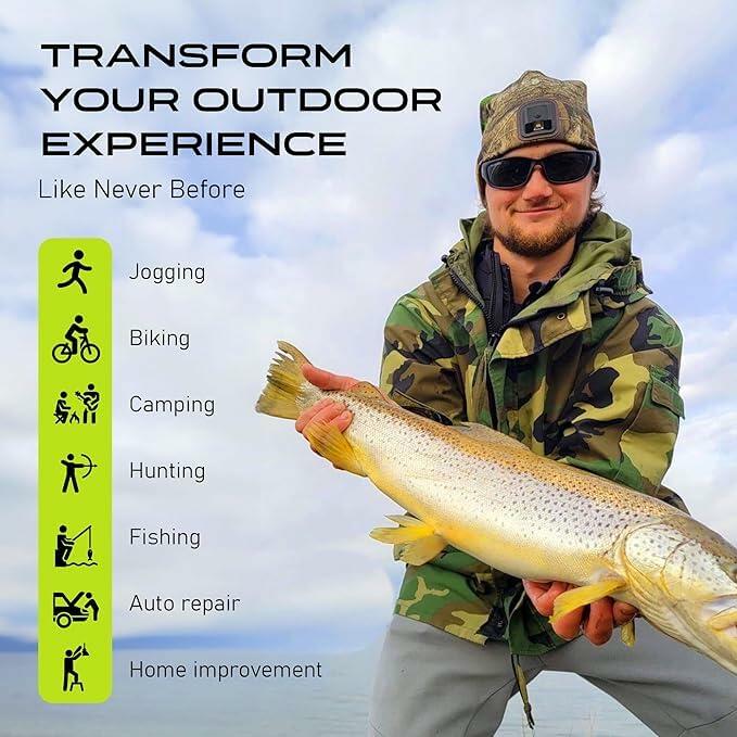 2-Pack LED Hat Light - POWERCAP 3.0 USB Rechargeable LED Beanie Light Hat - Light Up Hat with Ultra Bright LEDs and IPX4 Water Resistance for Running, Biking and Camping - Blaze Orange and Black