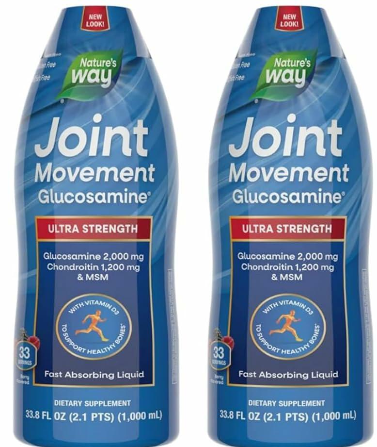 2 Pack Nature Way Joint Movement Glucosamine Extra Strength, 33.8 Ounces Bundle - Vitamins, Herbals & Dietary Shellfish Gluten Sugar Free Glucosamine & Joint Supplements for Health