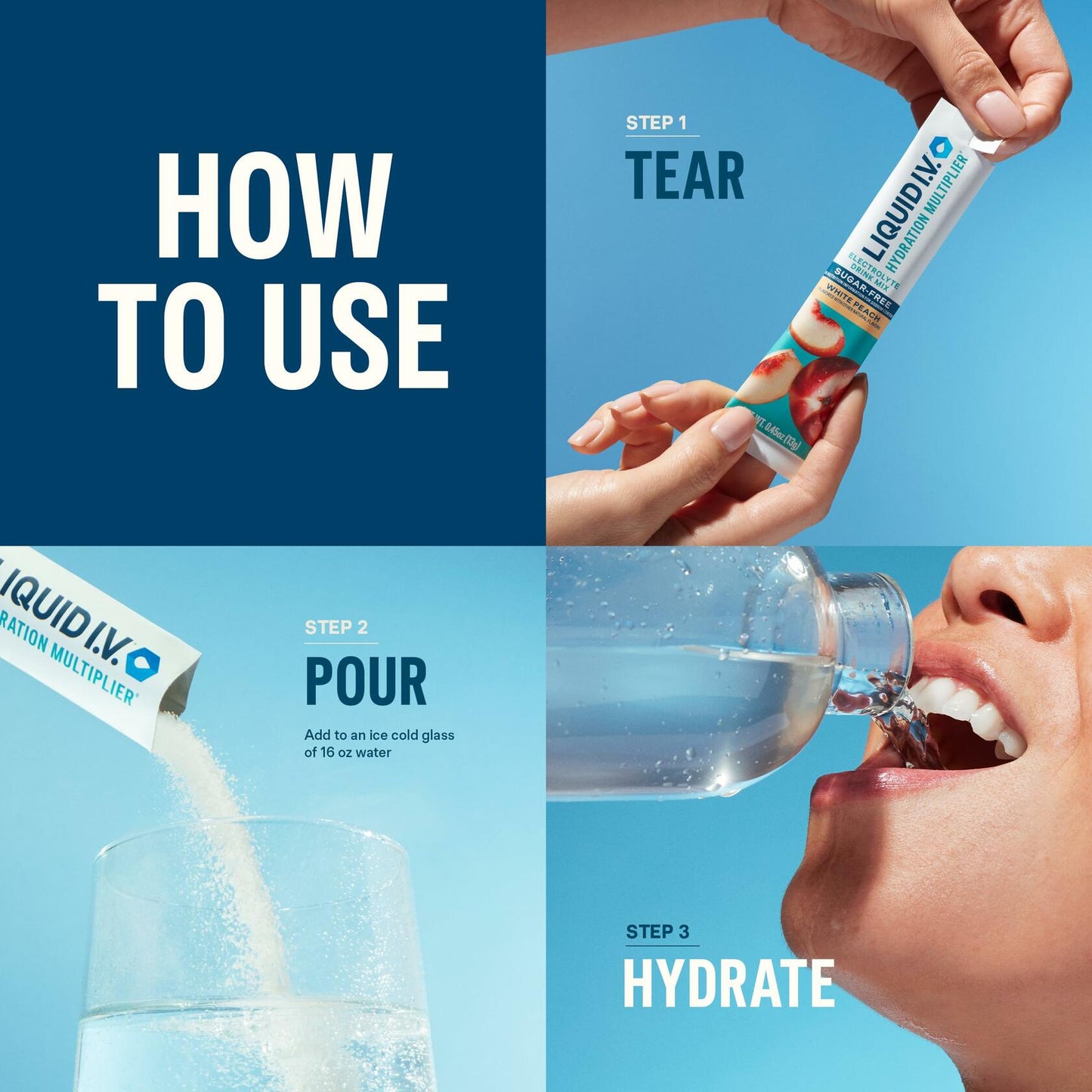 Liquid I.V.� Hydration Multiplier� Sugar-Free - White Peach - Hydration Powder Packets | Electrolyte Powder Drink Mix | Convenient Single-Serving Sticks | Non-GMO | 14 Servings (Pack of 3)