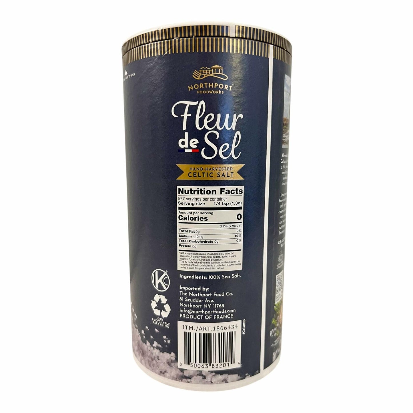 Northport Foodworks Fleur de Sel – Hand-Harvested Celtic Sea Salt, Imported from France, Natural Finishing Salt, 26.46 oz (750g)