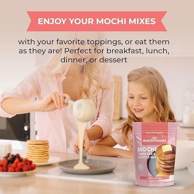 Mochi Foods Hawaii Original Mochi Pancake Mix - Light, Fluffy - Elevate Your Breakfast Game with Irresistible Chewiness 3.3 lb.