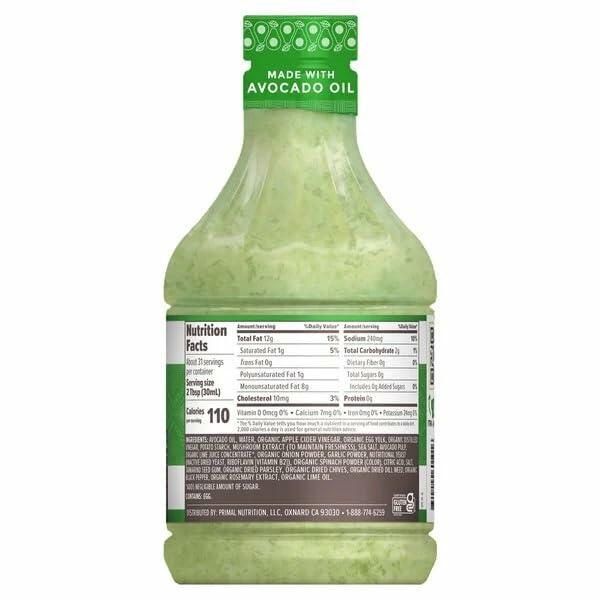 Primal Kitchen Avocado Lime Dressing, 31 Ounce
