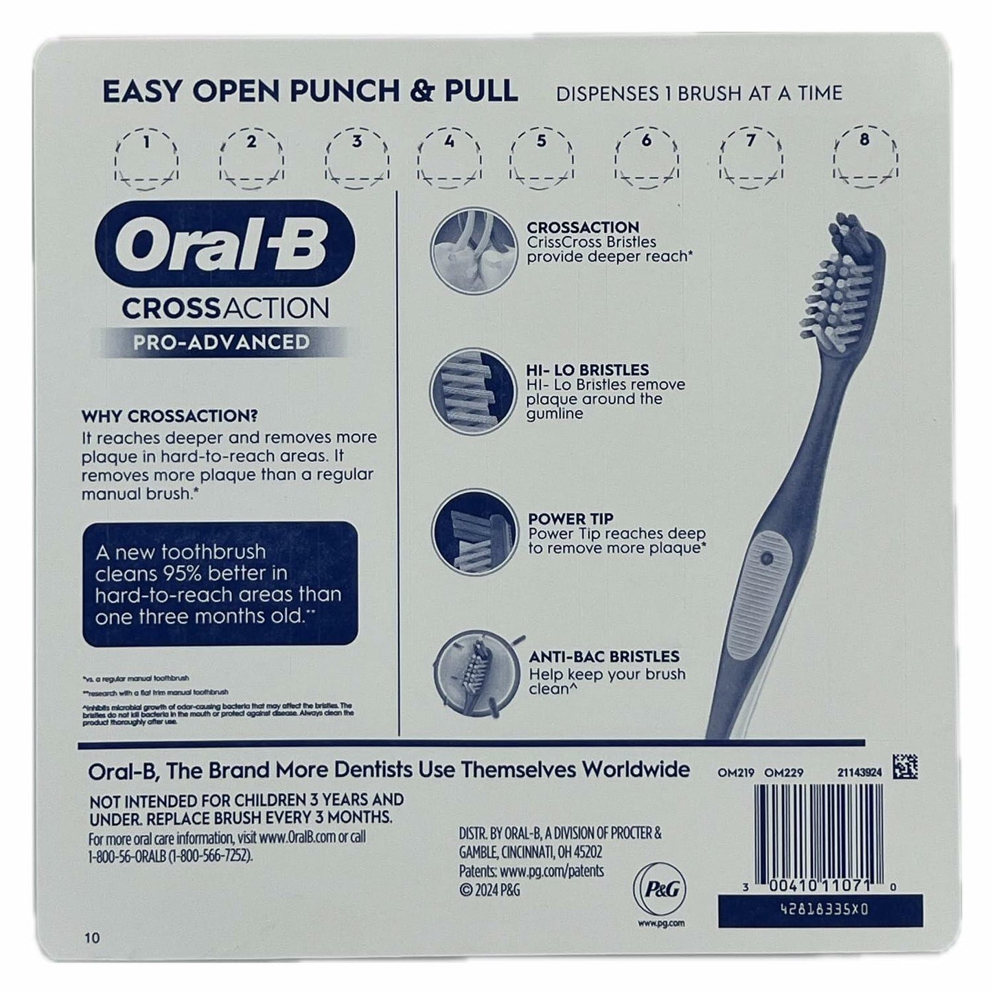 Oral-B Cross Action Pro Advanced Toothbrush, 8 Count (Soft)