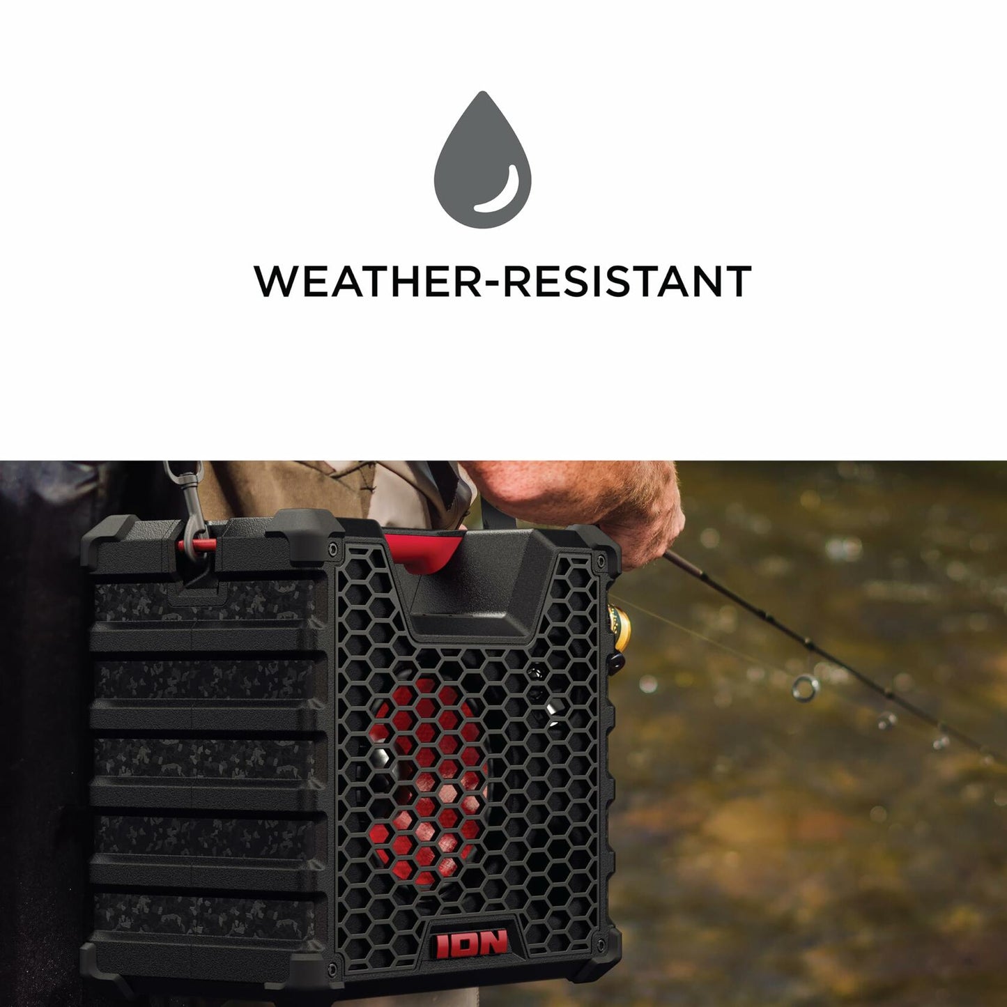 Ion Audio Tailgater Tough - Rugged Portable All-Weather Wireless Bluetooth Speaker, IPX5 Water-Resistant, Outdoor Weather-Resistant Speaker, 65W