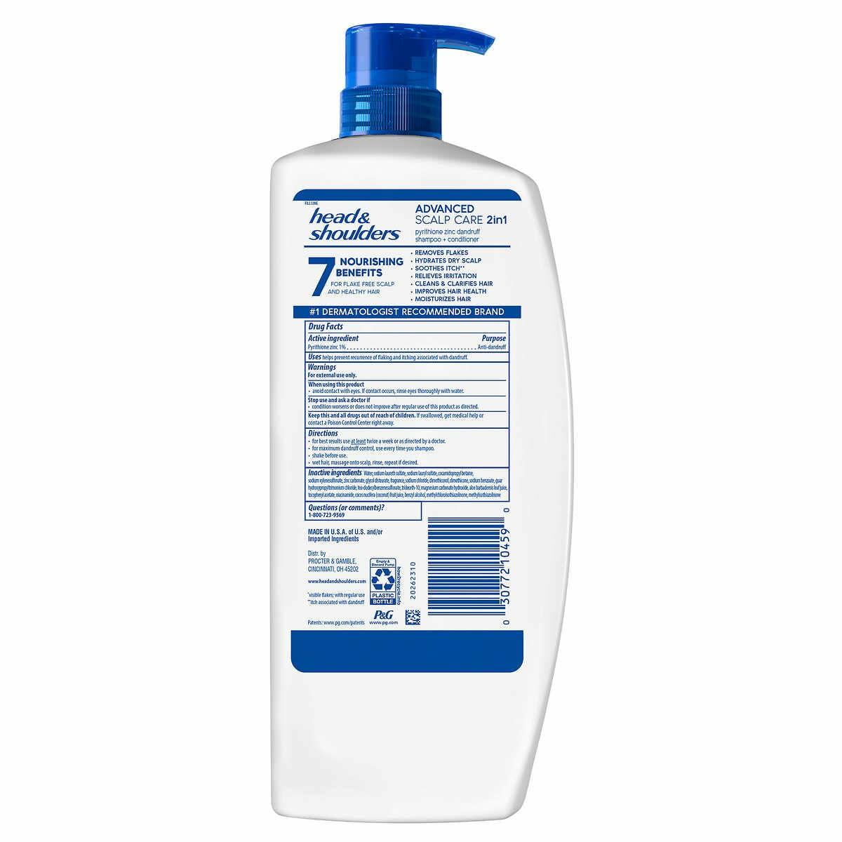 Head & Shoulders 2-in-1 Advanced Scalp Care with Aloe, Coconut Water, 40 Fl Oz