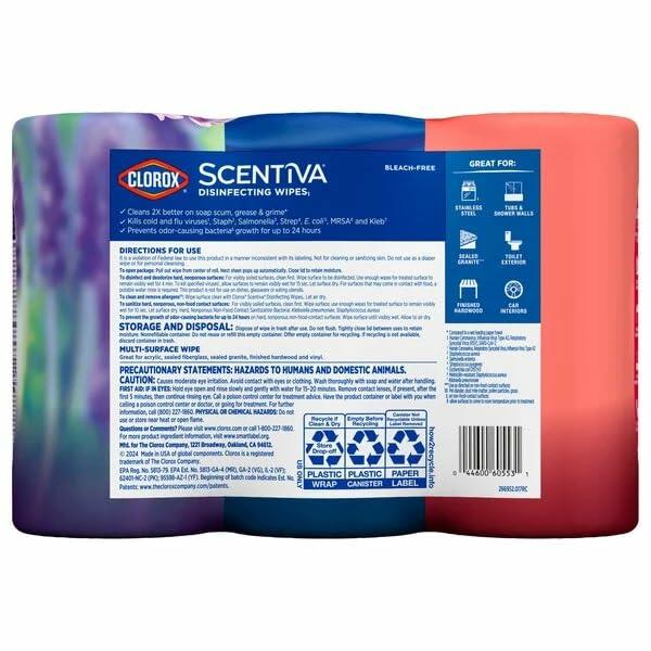 Clorox Scentiva Disinfecting Wipes, 90 Count (Pack of 3)