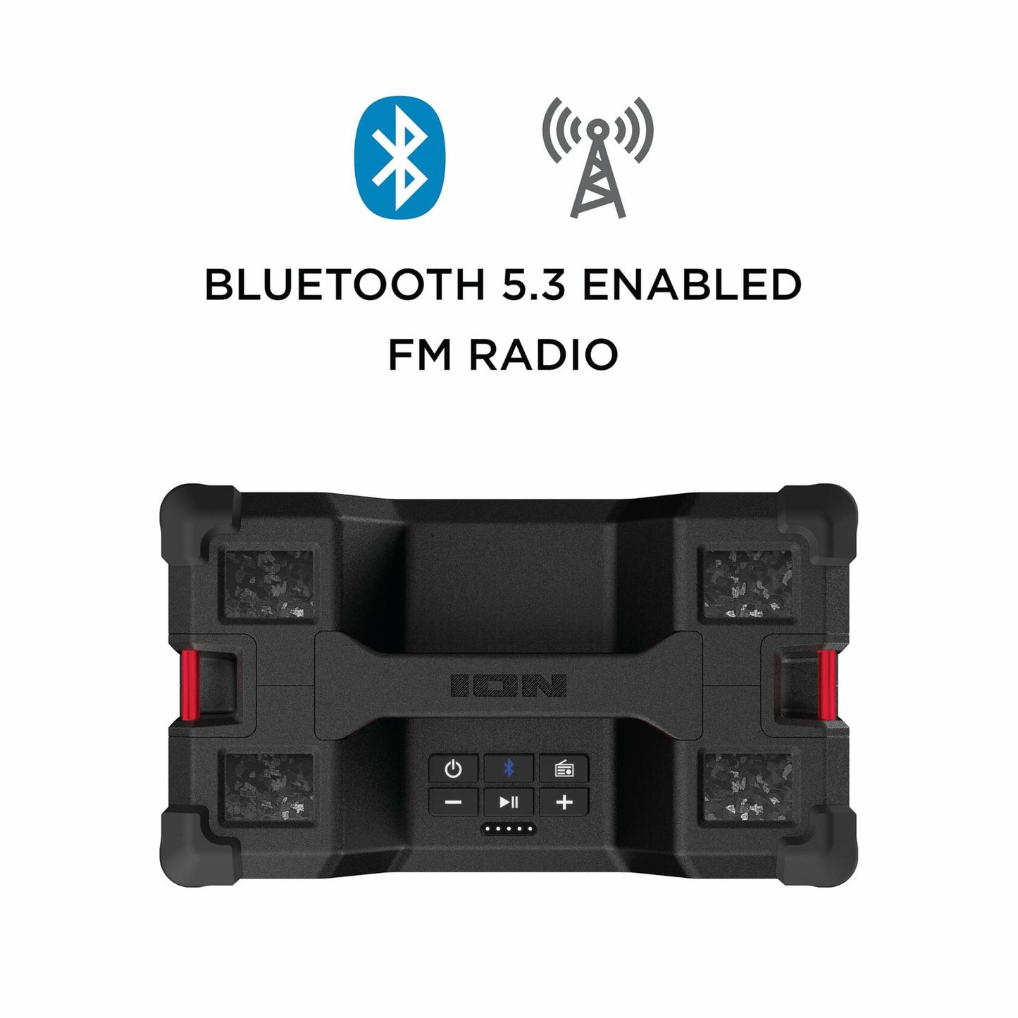 Ion Audio Tailgater Tough - Rugged Portable All-Weather Wireless Bluetooth Speaker, IPX5 Water-Resistant, Outdoor Weather-Resistant Speaker, 65W