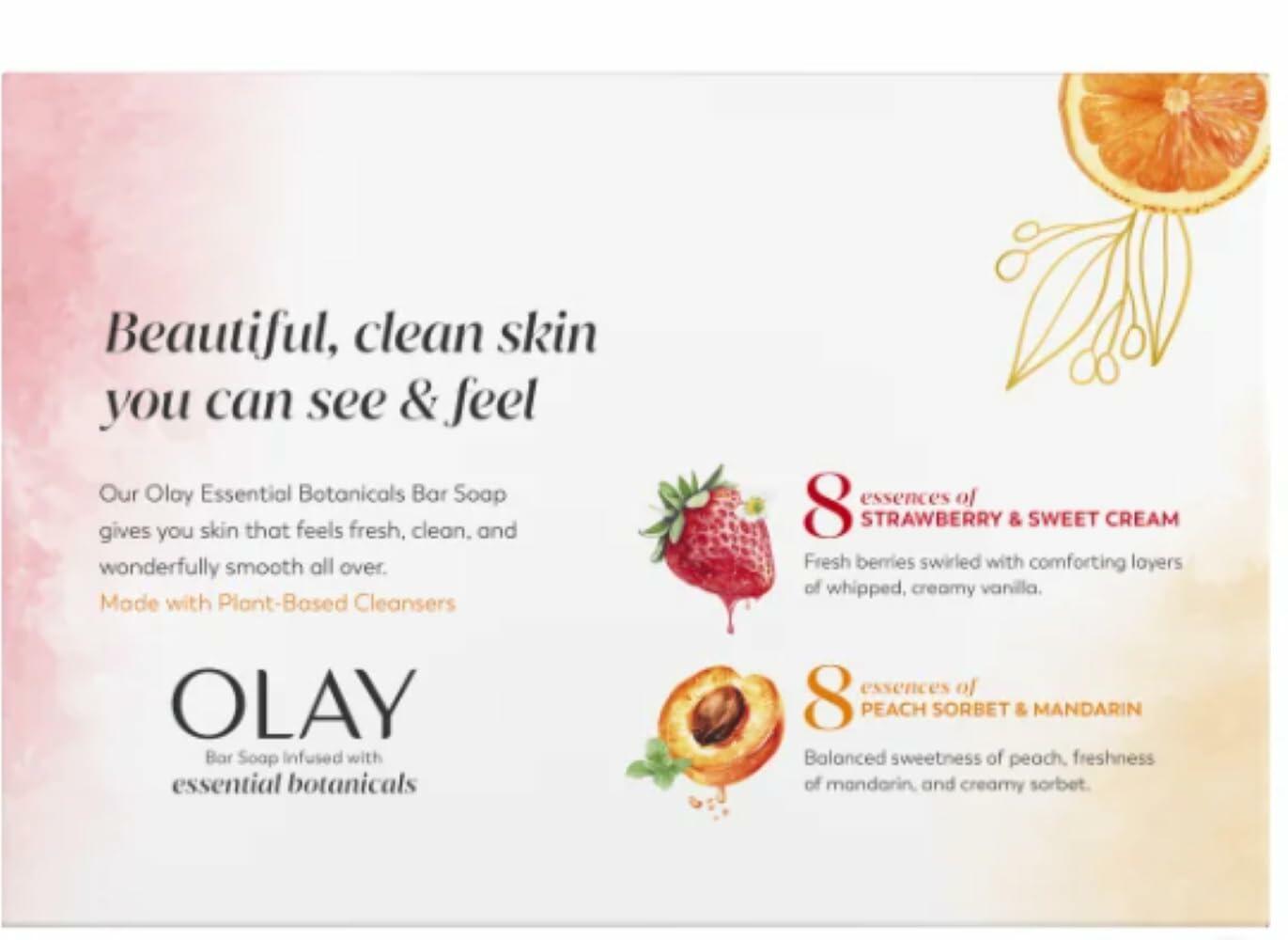 Olay Botanical Bliss Bar Soap – 16 Pack (3.75 oz each) | Infused with Strawberry & Sweet Cream, Peach Sorbet & Mandarin