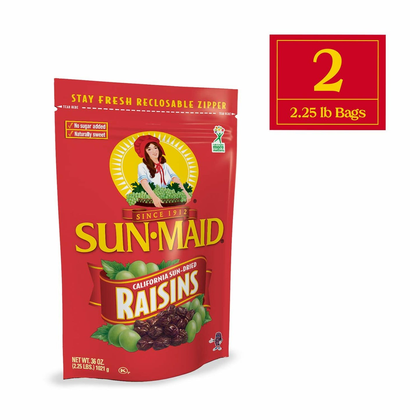 Sun-Maid California Sun Dried Raisins- Dried Fruit Snacks- Healthy Snacks of Kids - 72 oz (4.5 lbs) (Pack of 2)