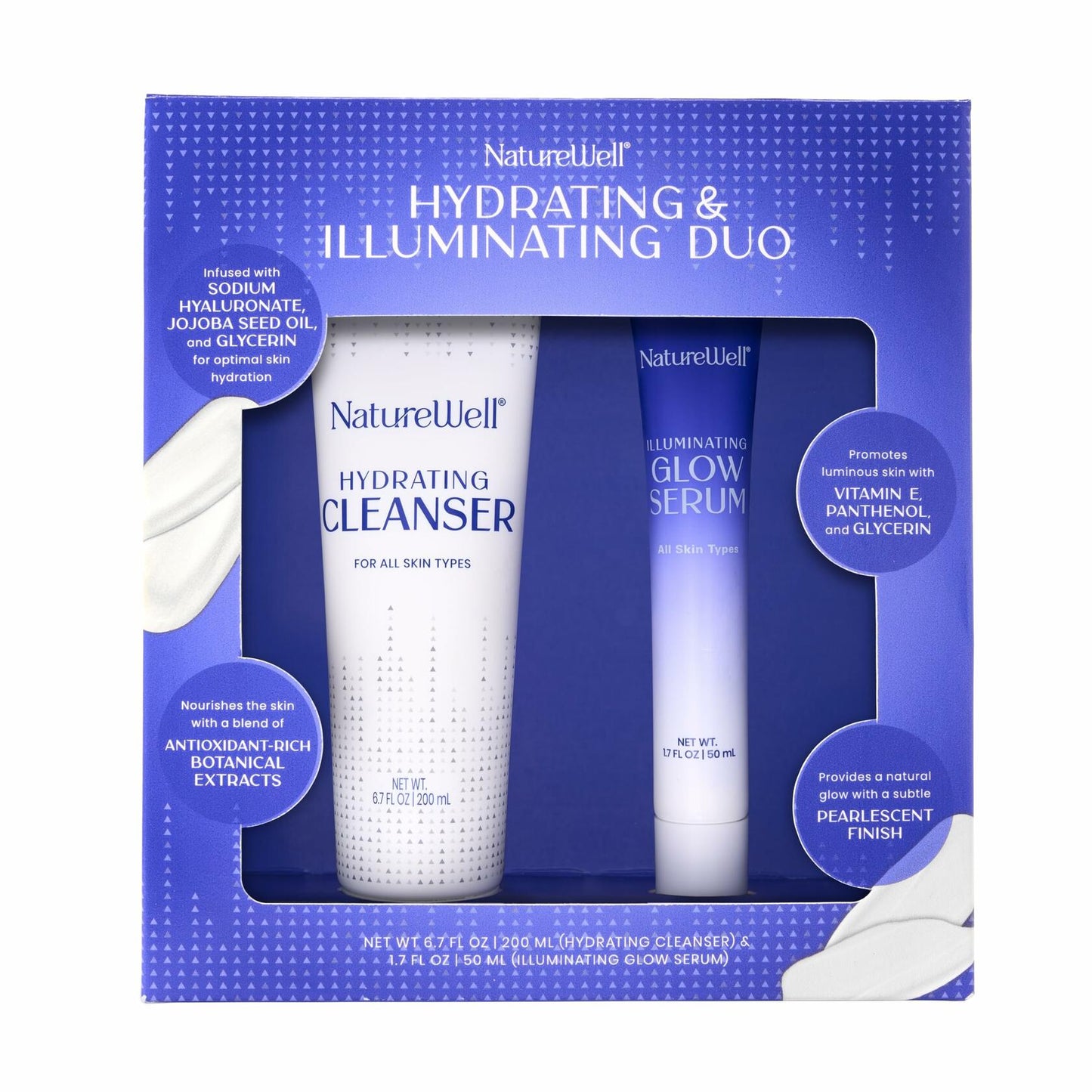 NATUREWELL Hydrating Cleanser & Illuminating Glow Serum Skincare Duo, Nourishes & Moisturizes While Providing A Natural Luminous Finish, For All Skin Types