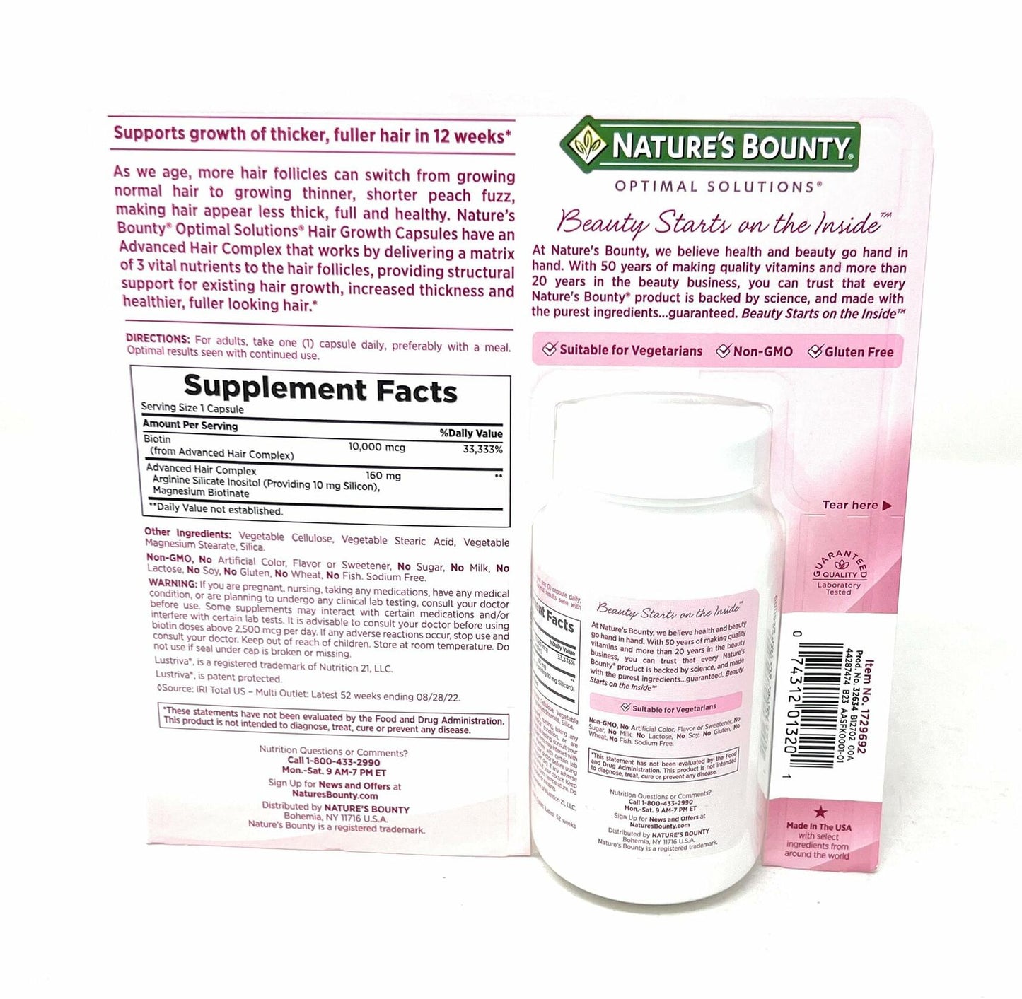 Nature's Bounty Hair Growth Supplement, 1 Per Day, Clinically Shown to Support Thicker, Fuller Hair, with Biotin, Silicon & Arginine, 90 Capsules