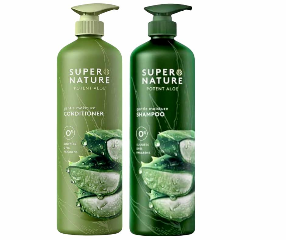 (2 PACK) Super Nature Potent Aloe Moisturizing (1) Shampoo and (1) Conditioner, 30 fl oz + XALEZ TM Specialty Box