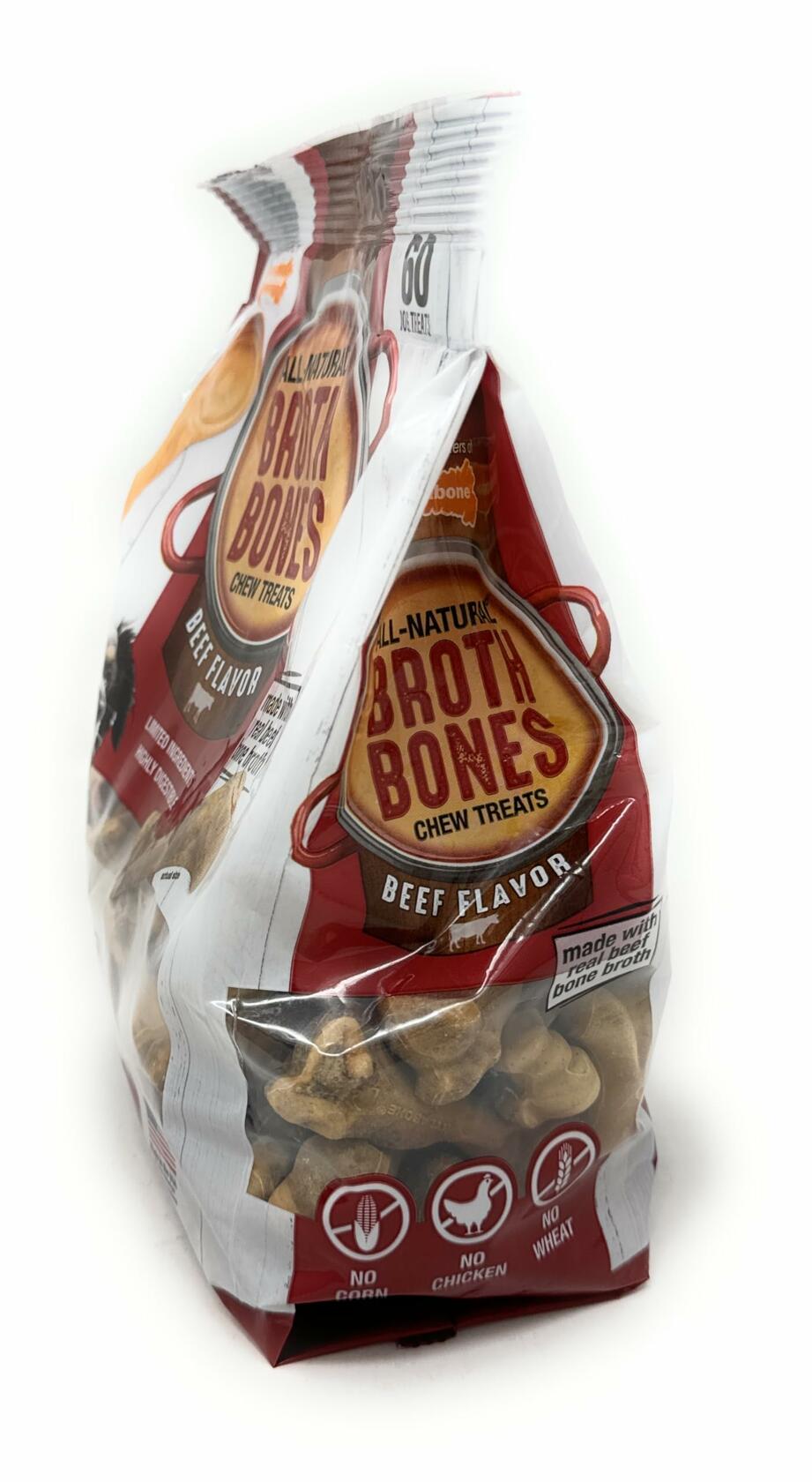 Nylabone Beef Broth Bones for Dogs, 60 Count, 2.6 Lbs