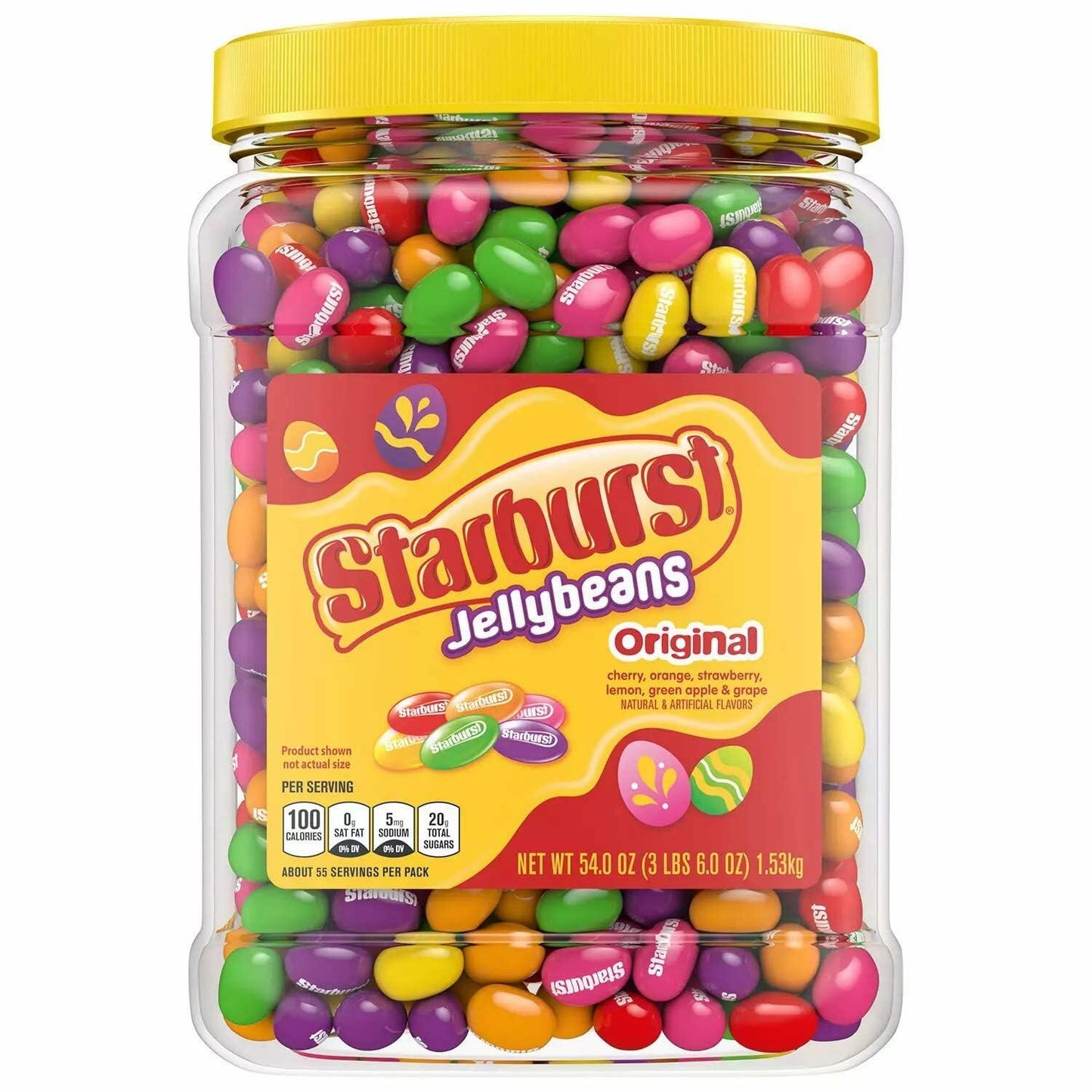Starburstt Original Assorted Jelly Beans Chewy Candy Resealable Jar (54 oz.)