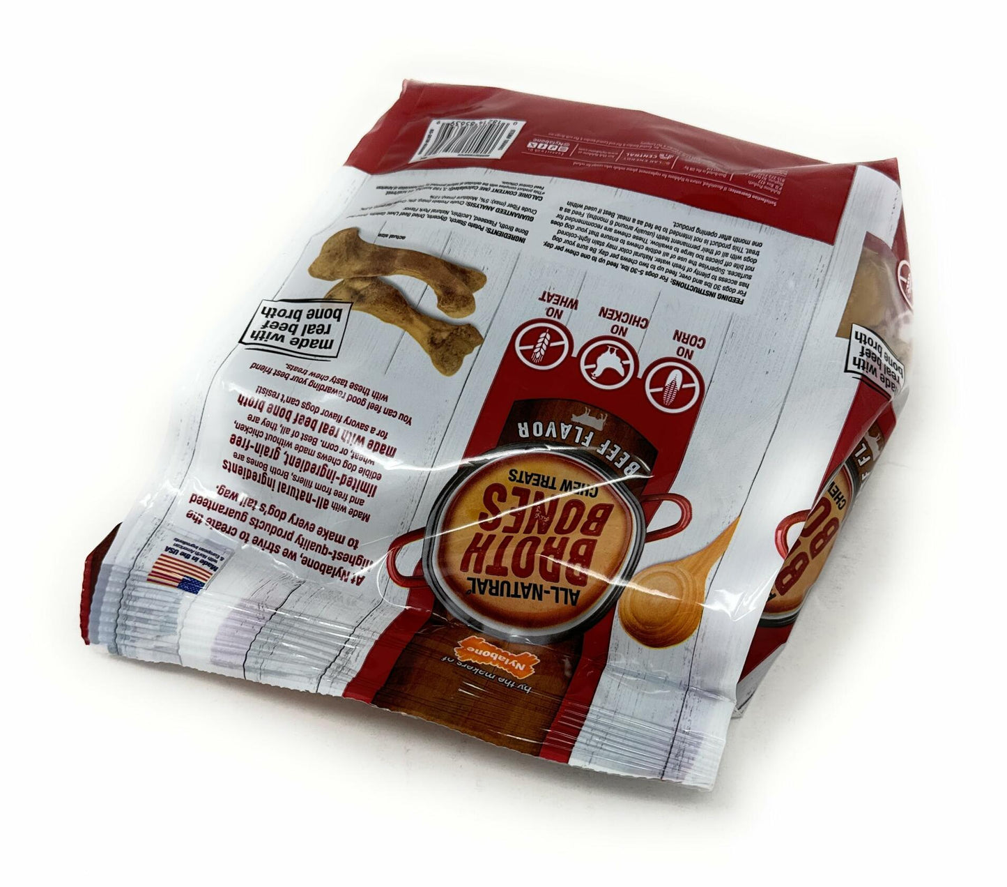 Nylabone Beef Broth Bones for Dogs, 60 Count, 2.6 Lbs
