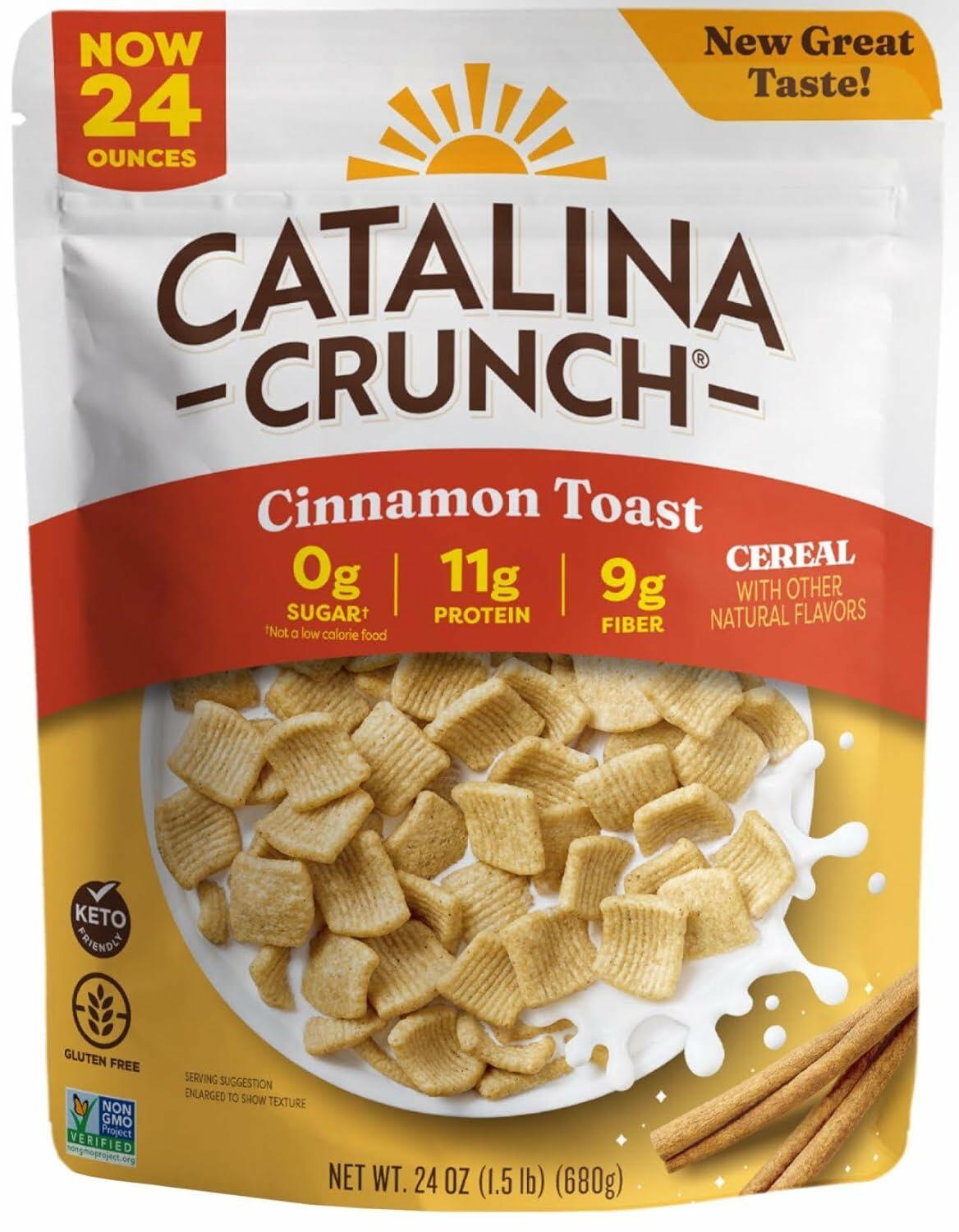 cataliina crunch keto friendly cereal cinnamon toast 24oz bag