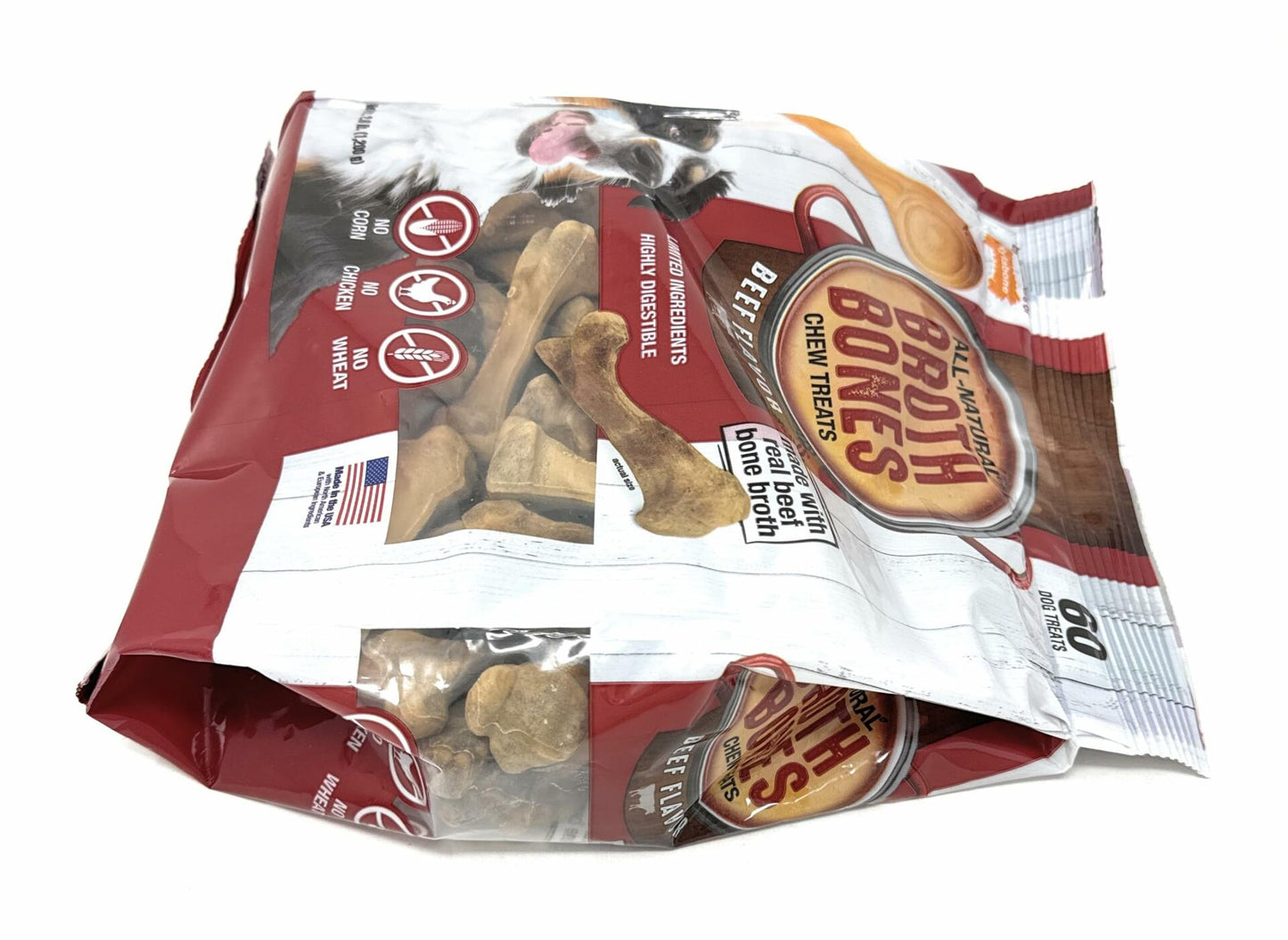 Nylabone Beef Broth Bones for Dogs, 60 Count, 2.6 Lbs