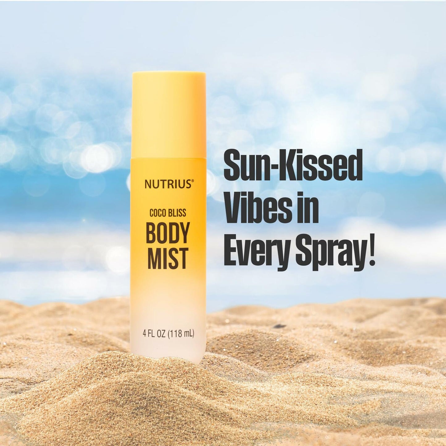 Nutrius Body Mist - Coco Bliss, 4 FL OZ - Invigorating and Natural Daily Fragrance