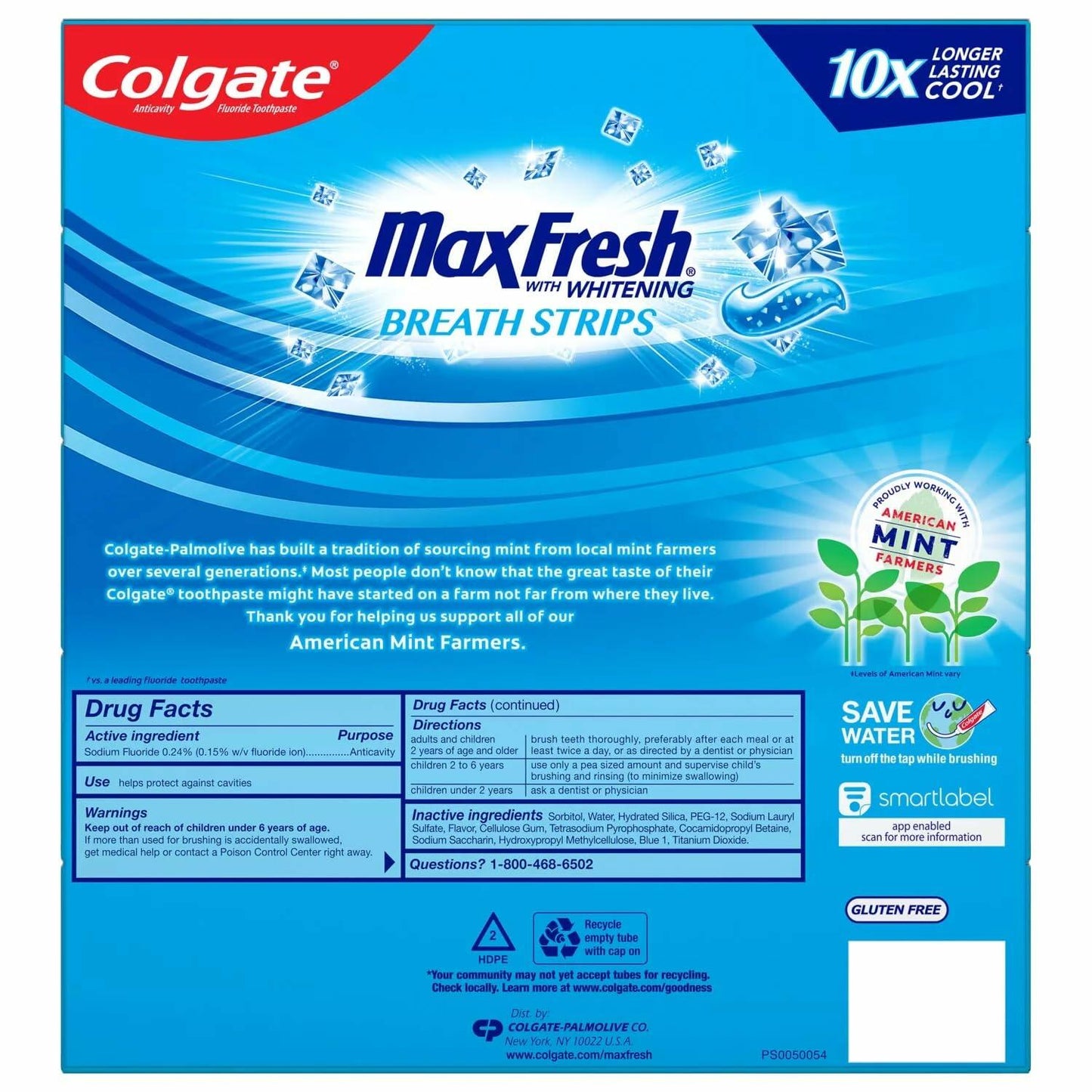 Colgate Max Fresh Cool Mint Toothpaste with Mini Breath Strips, 7.3 oz, 5-Pack, Whitening and Cavity Protection