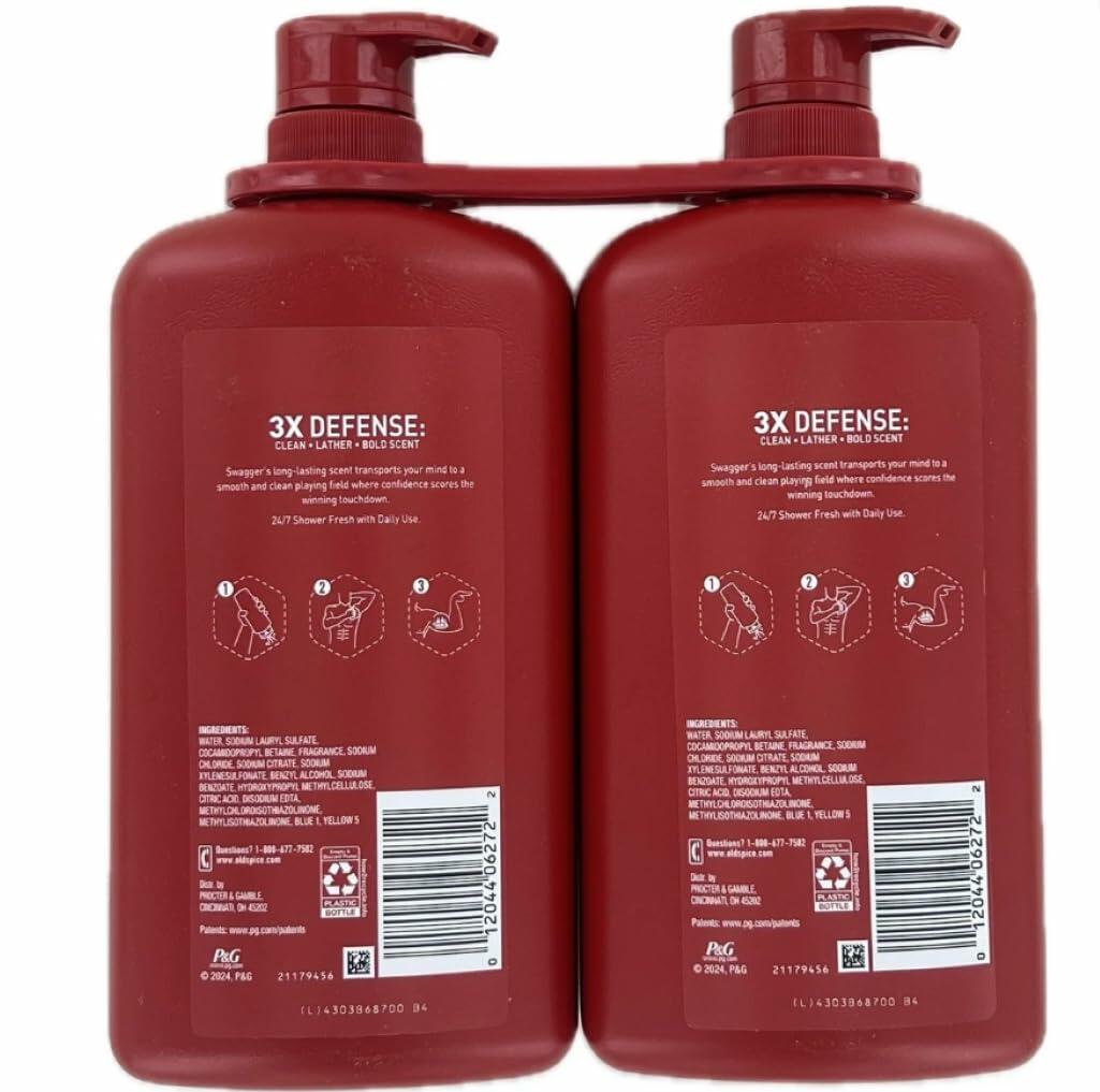 Old Spice 3 X Defence Swagger Body Wash Cedarwood Scents 2 Bottles of 30 FL OZ Each