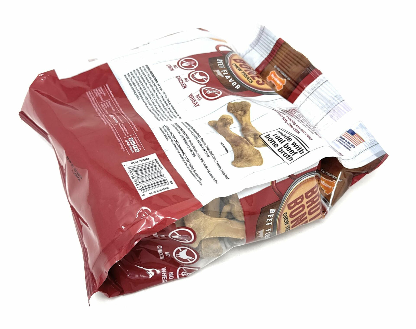 Nylabone Beef Broth Bones for Dogs, 60 Count, 2.6 Lbs