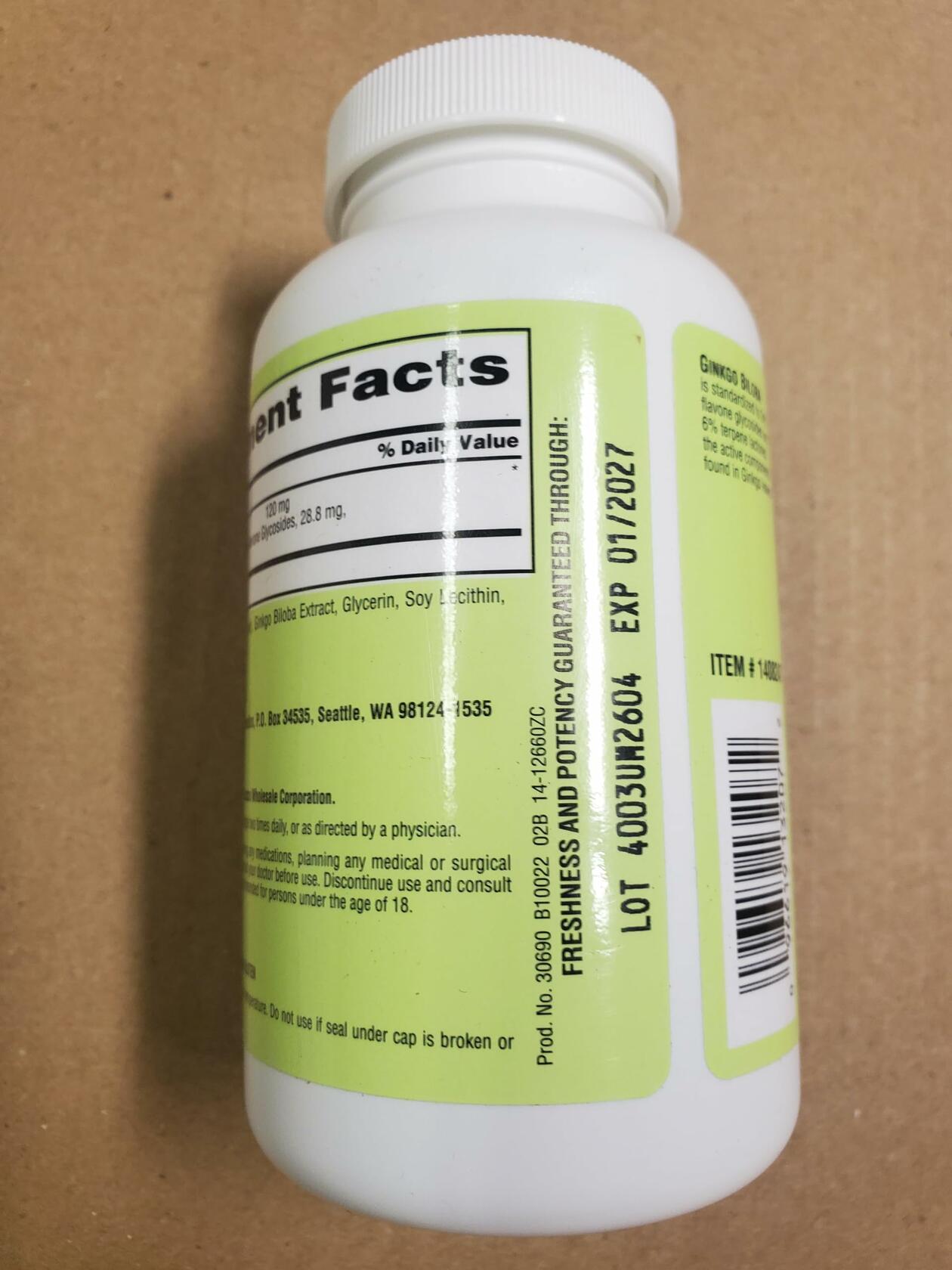 OProCyn Tru Nature Ginkgo Biloba 340 Softgels