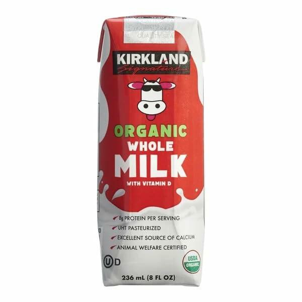 Kirkland Signature Organic Whole Milk, 8 Fluid Ounce (Pack of 18)