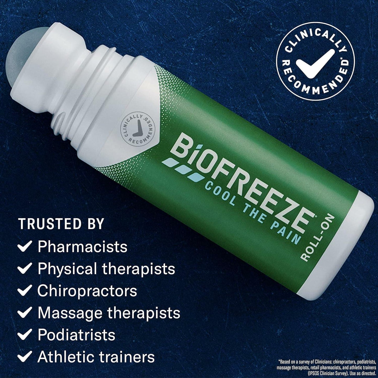 Biofreeze 13451 Roll-On Pain-Relieving Gel, 2.5 FL oz, Green Topical, Arthritis, Strains, Bruises, & Sprains (7.5 Fl Oz (Pack of 3), 3, Count)