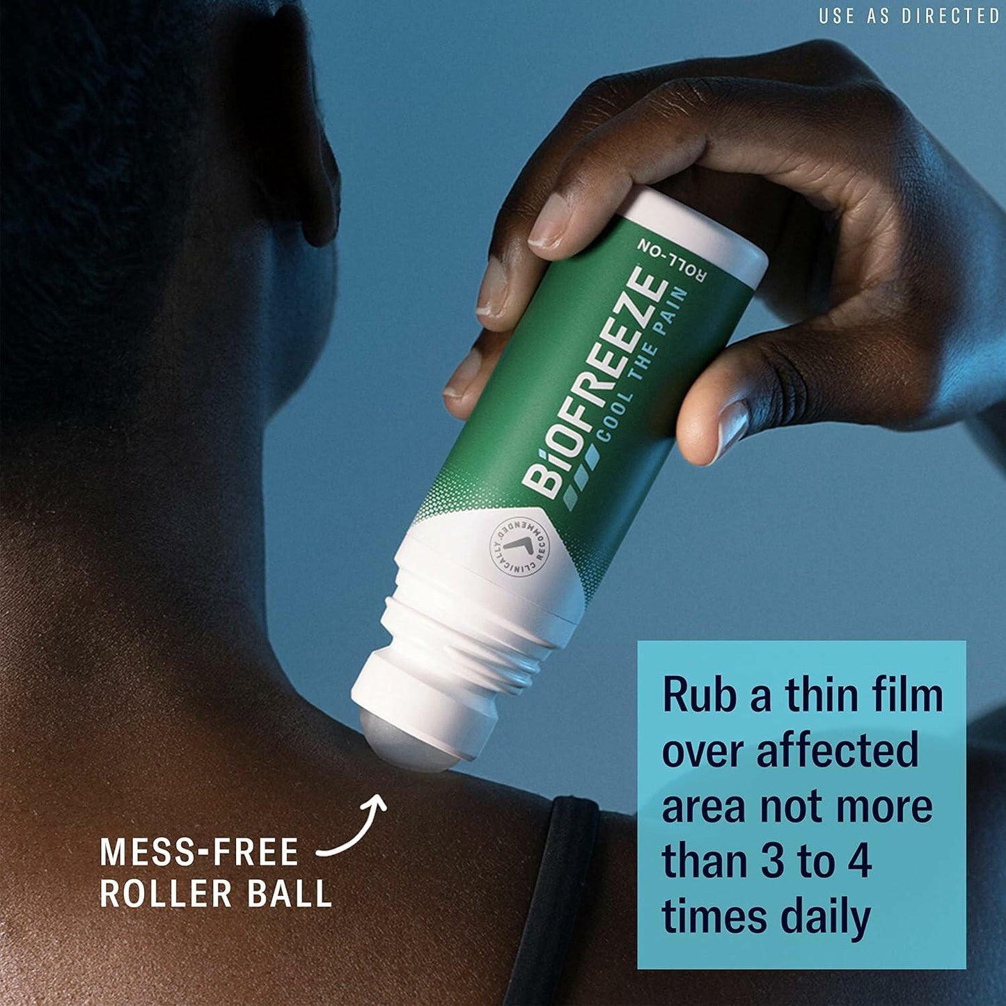 Biofreeze 13451 Roll-On Pain-Relieving Gel, 2.5 FL oz, Green Topical, Arthritis, Strains, Bruises, & Sprains (7.5 Fl Oz (Pack of 3), 3, Count)
