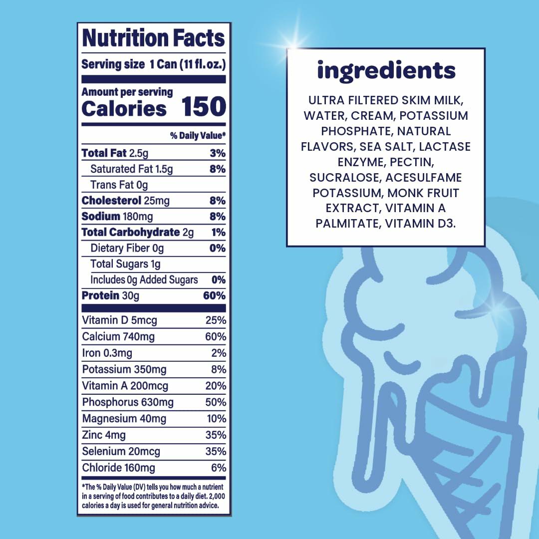 Nurri - 30g Protein Ultra Filtered Milk Shake – Vanilla - Lactose Free, Low Sugar, 150 Calories, 10 Vitamins and Minerals - 11 fl oz, 12 Cans