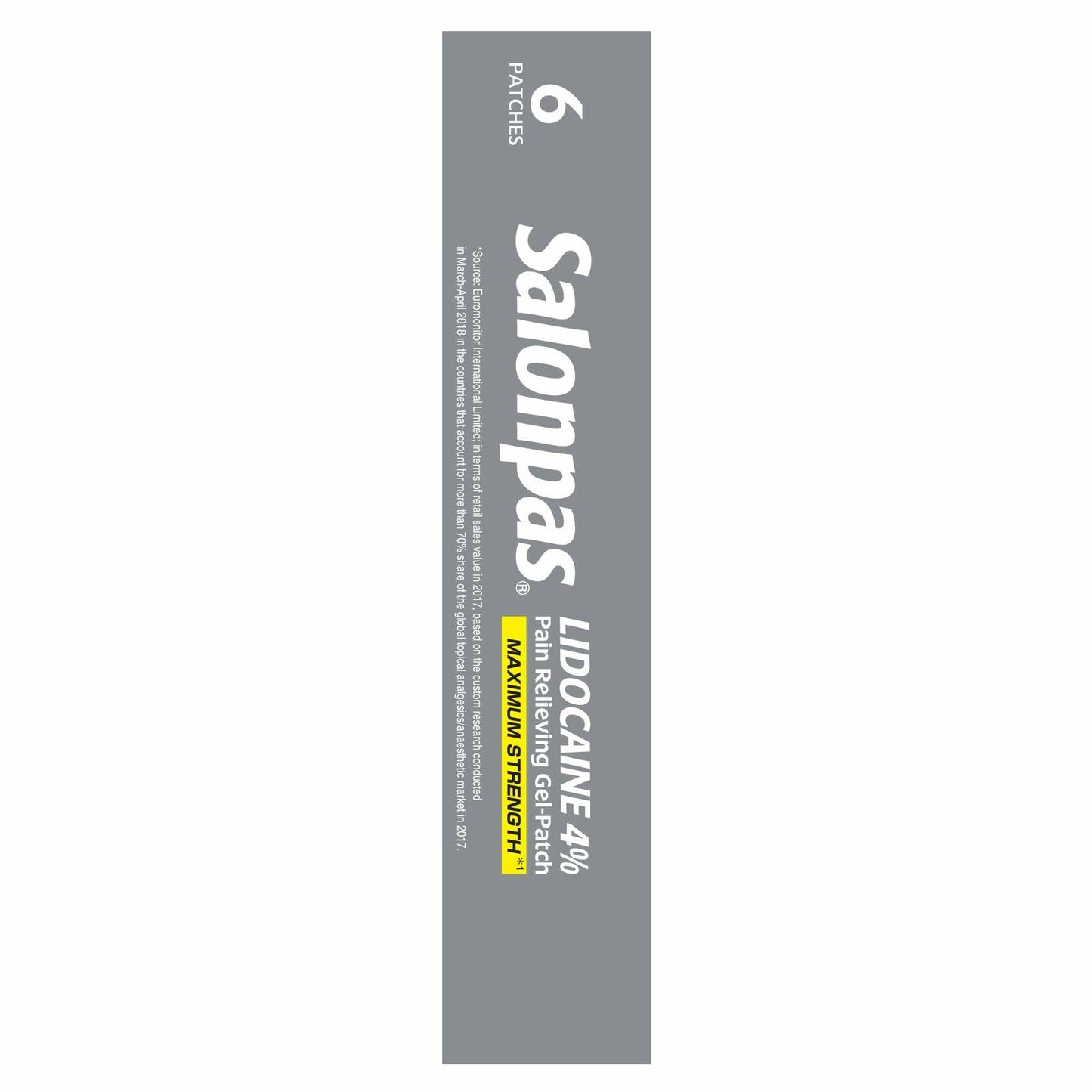 Salonpas Lidocaine 4% Pain Relieving Gel-Patch, 6 Count, for Back, Neck, Shoulder, Knee & Elbow Pain