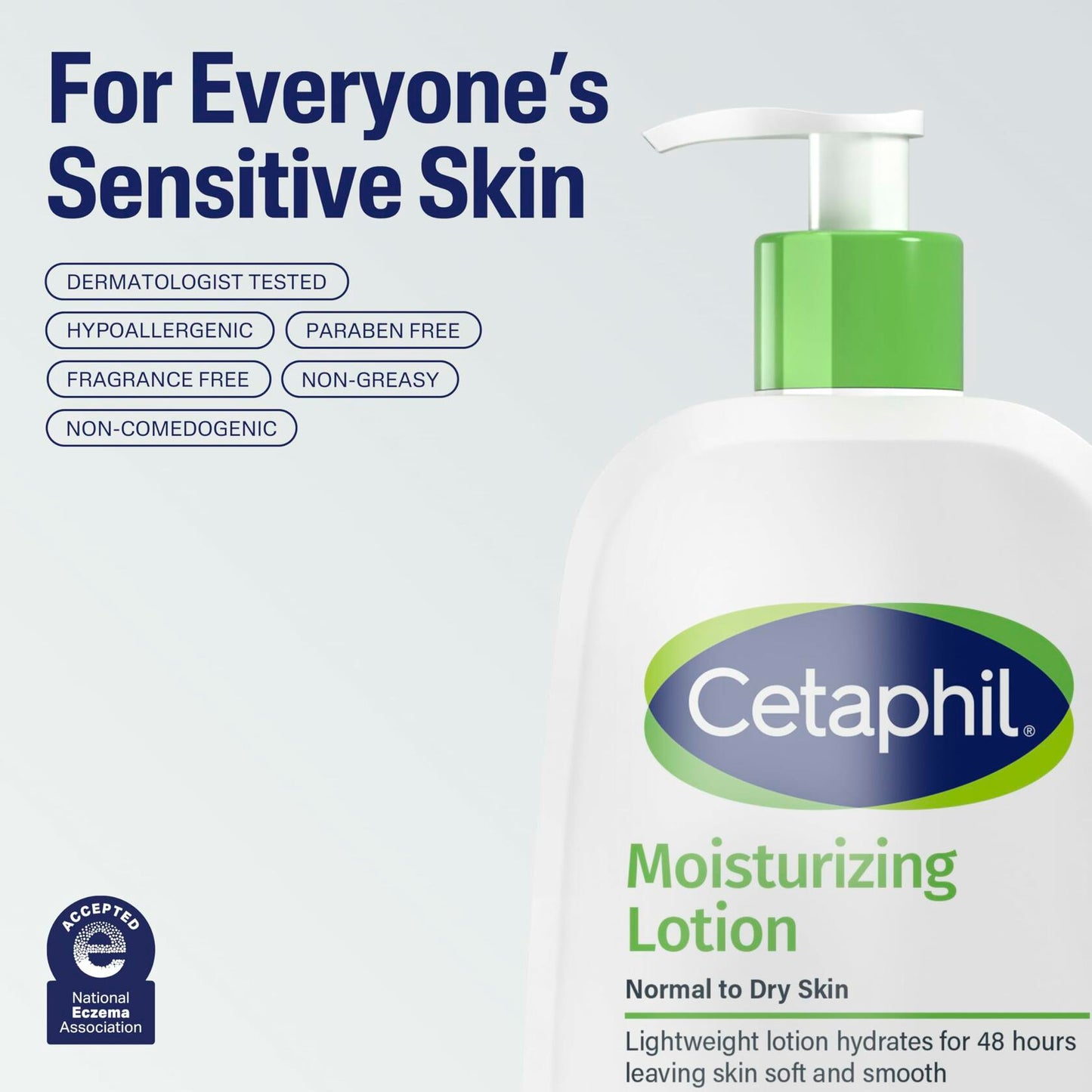 Cetaphil Face & Body Moisturizer, Hydrating Moisturizing Lotion for All Skin Types, Suitable for Sensitive Skin, NEW 20 oz, Fragrance Free, Hypoallergenic, Non-Comedogenic