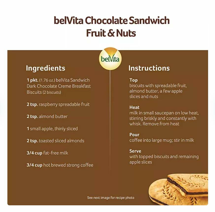 Whizzotech belVita Dark Chocolate Creme Breakfast Biscuits (25 pk.), 1 Count (Pack of 1)
