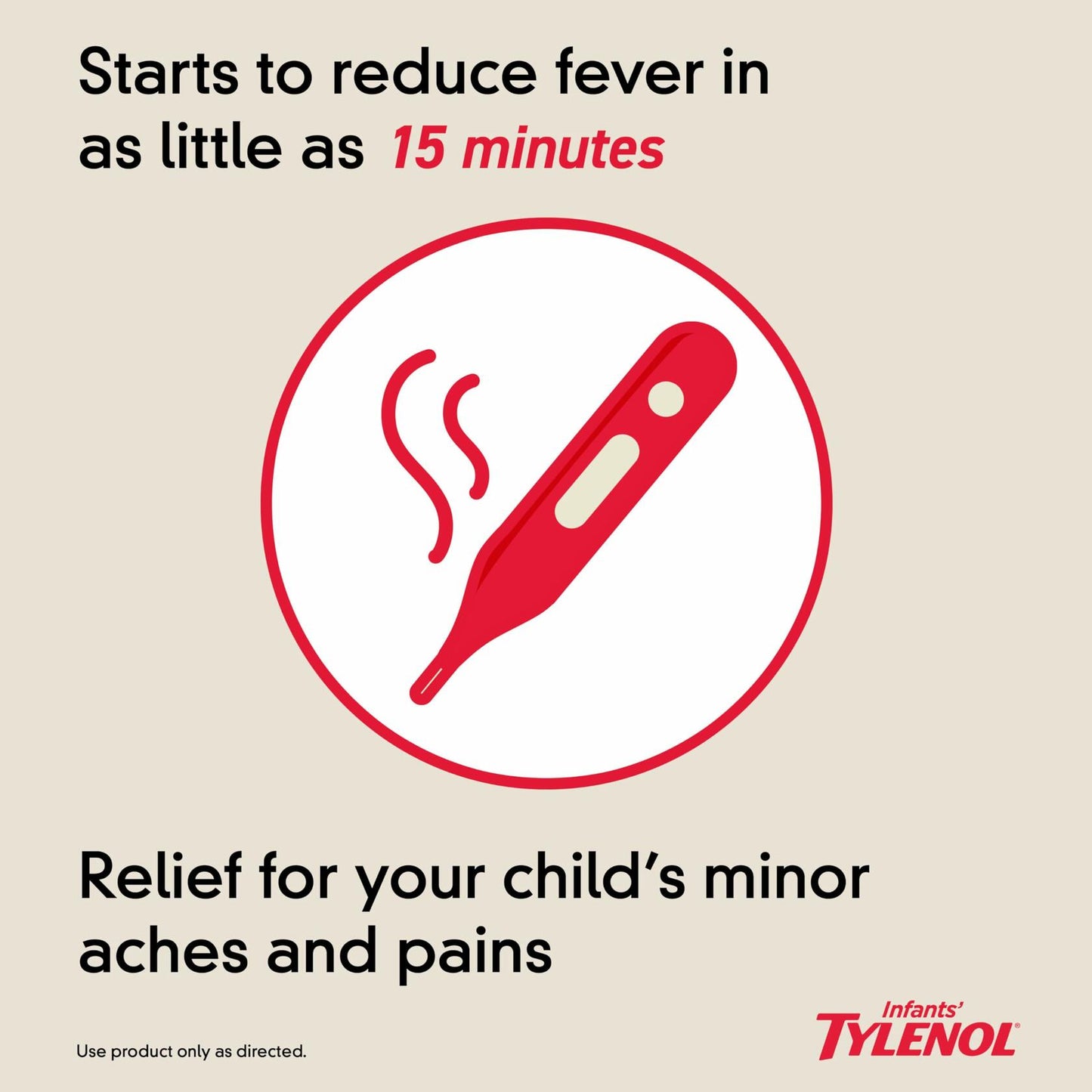 Infants' Tylenol Liquid Pain Relief and Fever Medicine, Oral Suspension, Dye-Free Acetaminophen for Sore Throat, Headache & Teething, Fever Reducer for Kids; Cherry Flavor, 2 fl. oz.; Pack of 1