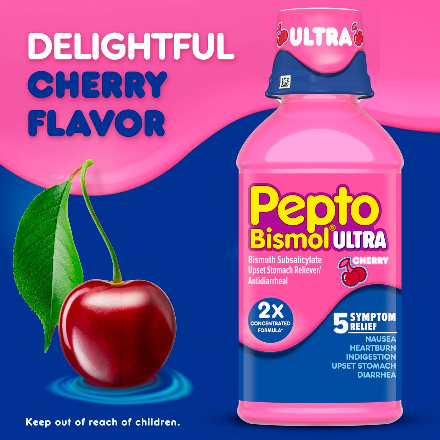 Pepto Bismol Liquid Ultra for Nausea, Heartburn, Indigestion, Upset Stomach, and Diarrhea - 5 Symptom Fast Relief, Cherry Flavor 12 oz (Pack of 3)